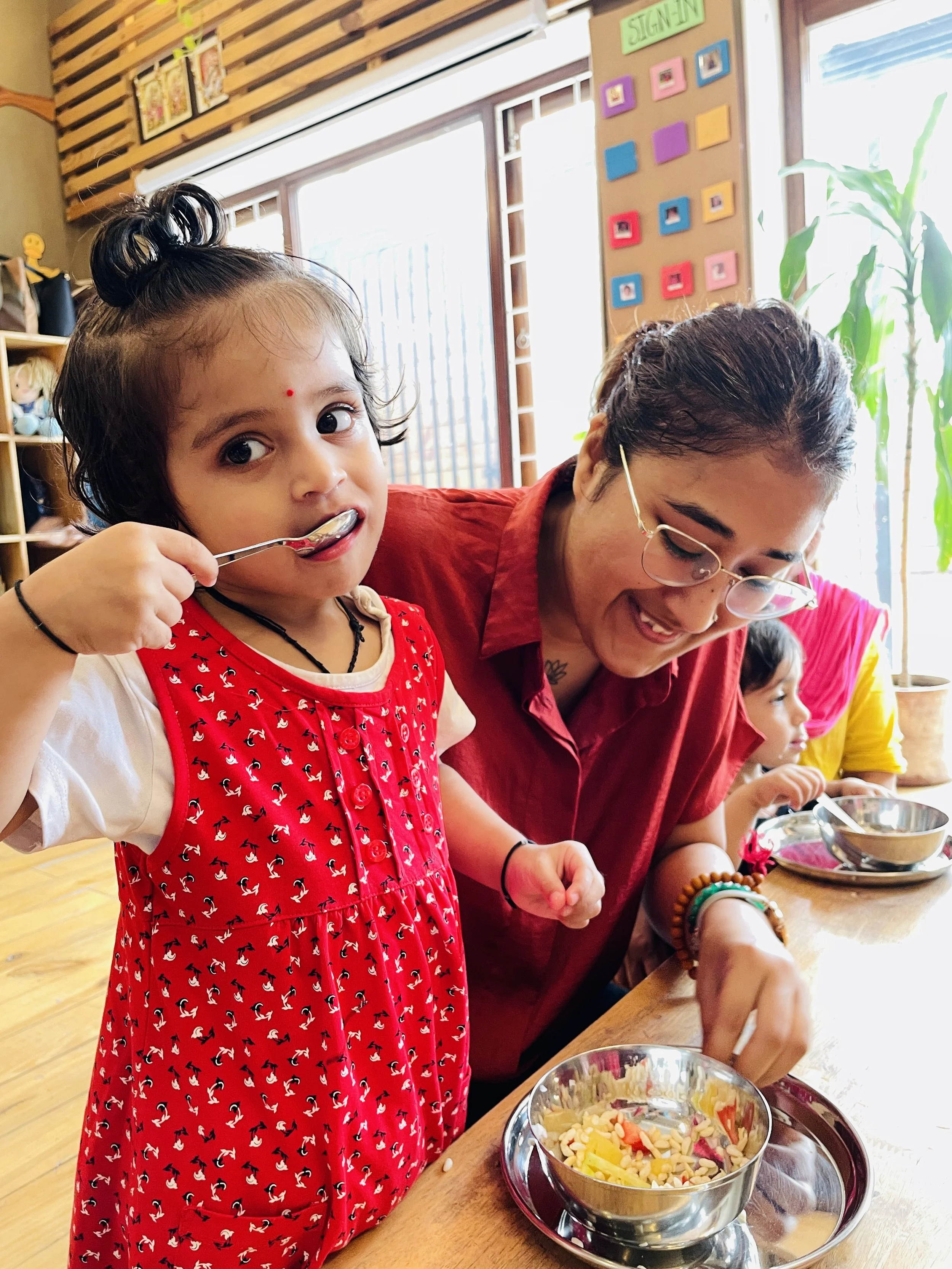 What’s good on the menu today? (“Bhelpuri!” the little chefs exclaimed)