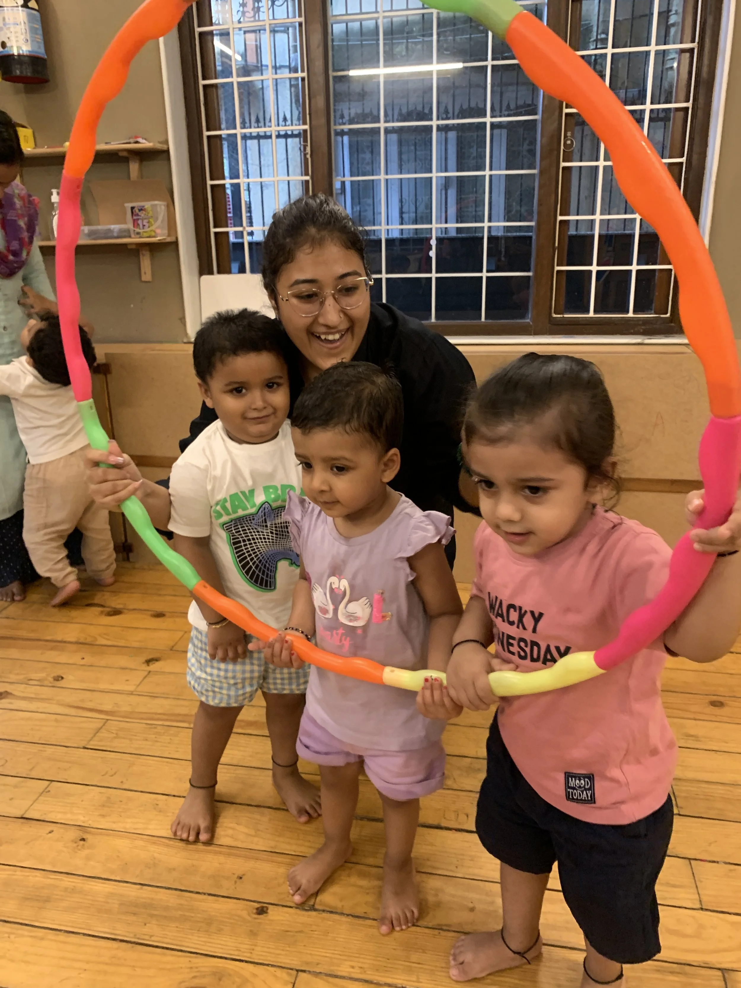 Inside the Hula hoops!