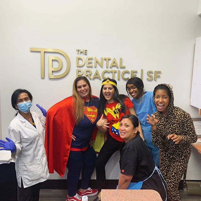 Happy Halloween from TDP to you! Yes, we passed out candy 🍭 and Yes, that is our very own Dentist dressed as a Dentist 🥰! .
.
.
#smilewithtdp #halloween2019 #sfdentist #dentist #smille #teeth