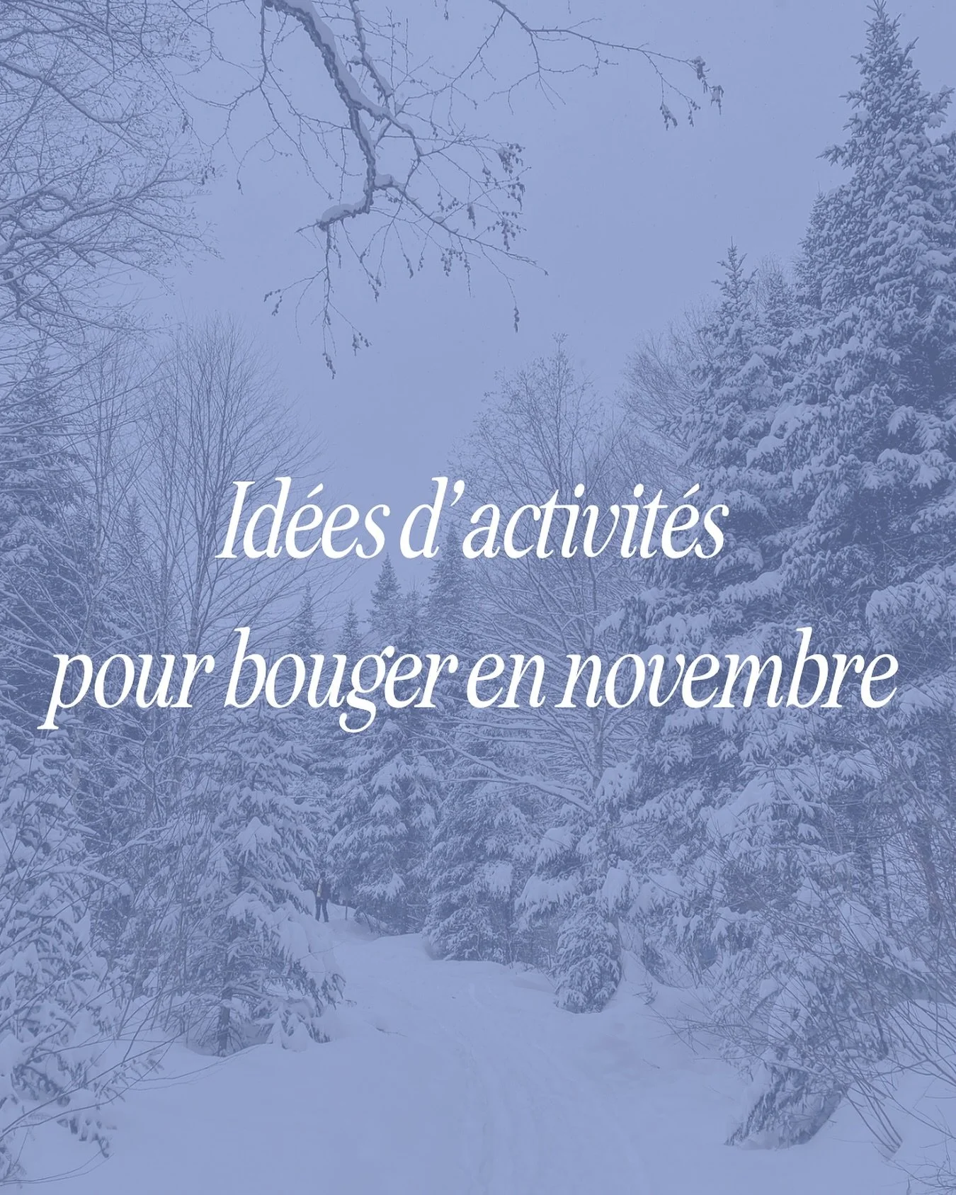 Besoin d&rsquo;inspiration pour bouger en novembre? 🤍
Je te partage des id&eacute;es toutes simples - et originales, pour te garder en mouvement ce mois-ci! ✨ 
Clique sur le lien dans ma bio @bouge.avecestelle pour tous les d&eacute;tails :) 

Bon w