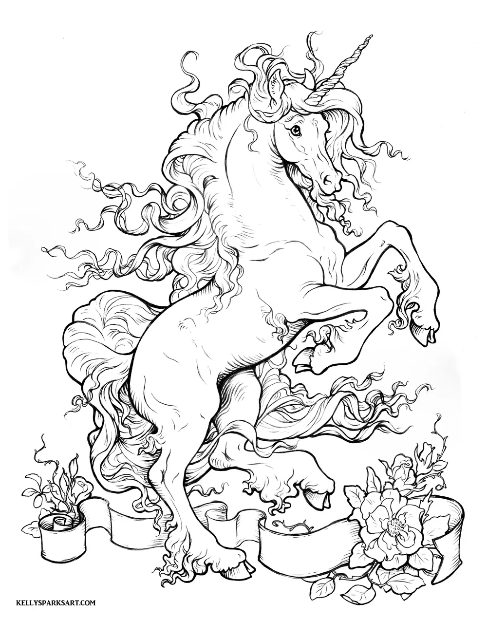 unicorns coloring pages for adults