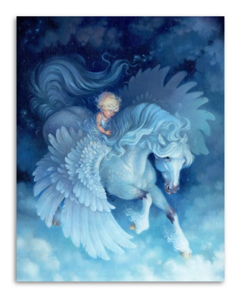 Morwenna the Pegasus, “Breath of the Wind” Acrylic on 11x14 wood panel