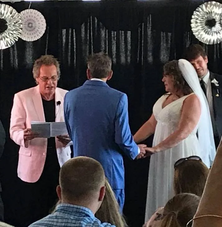 ‘I’m an ordained minister in The Universal Life Church, here I am performing a wedding ceremony. So if your getting married or renewing your vows and want something different consider ‘The Right Reverend, Joe Whiting !