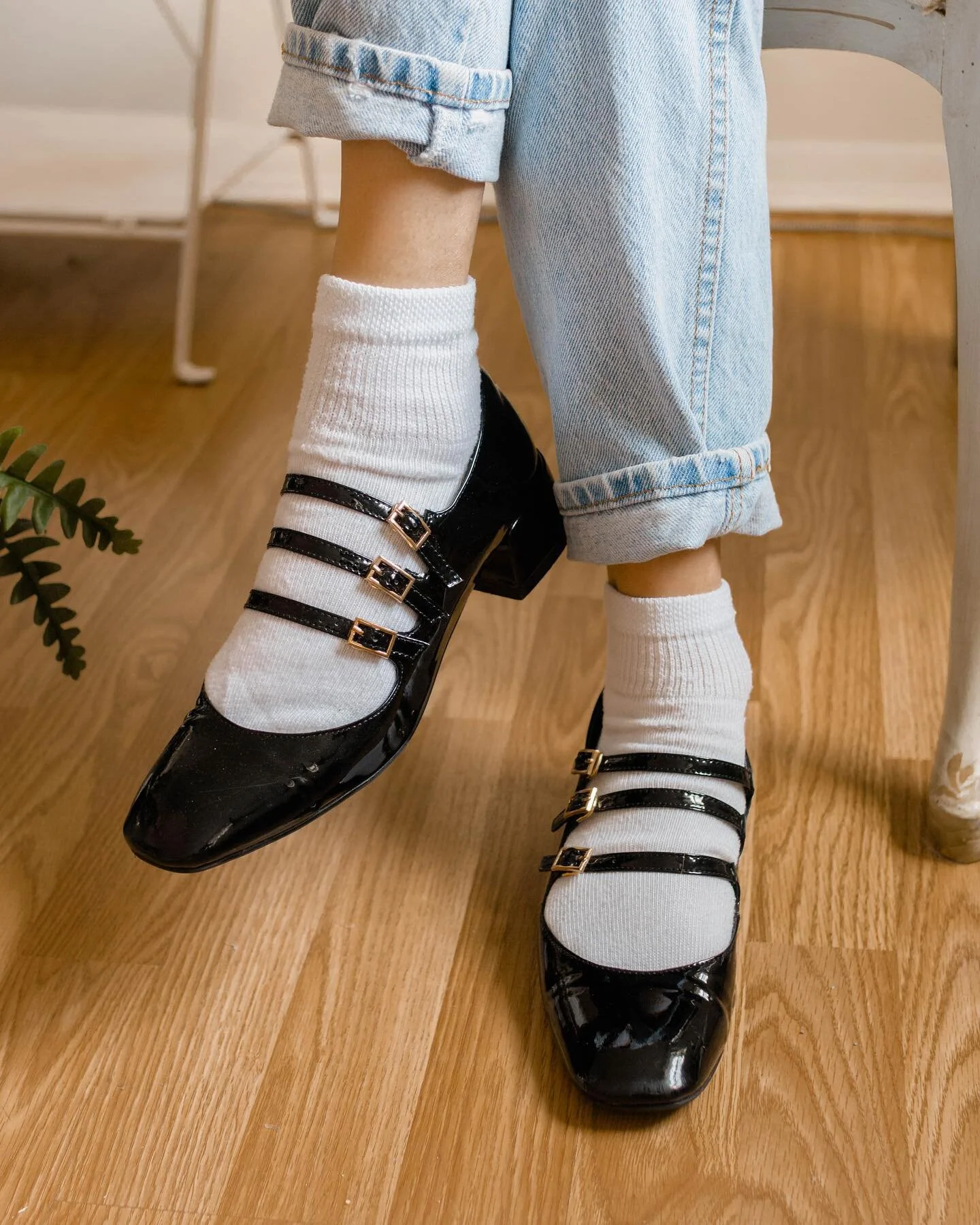 White socks with black shoes is the move