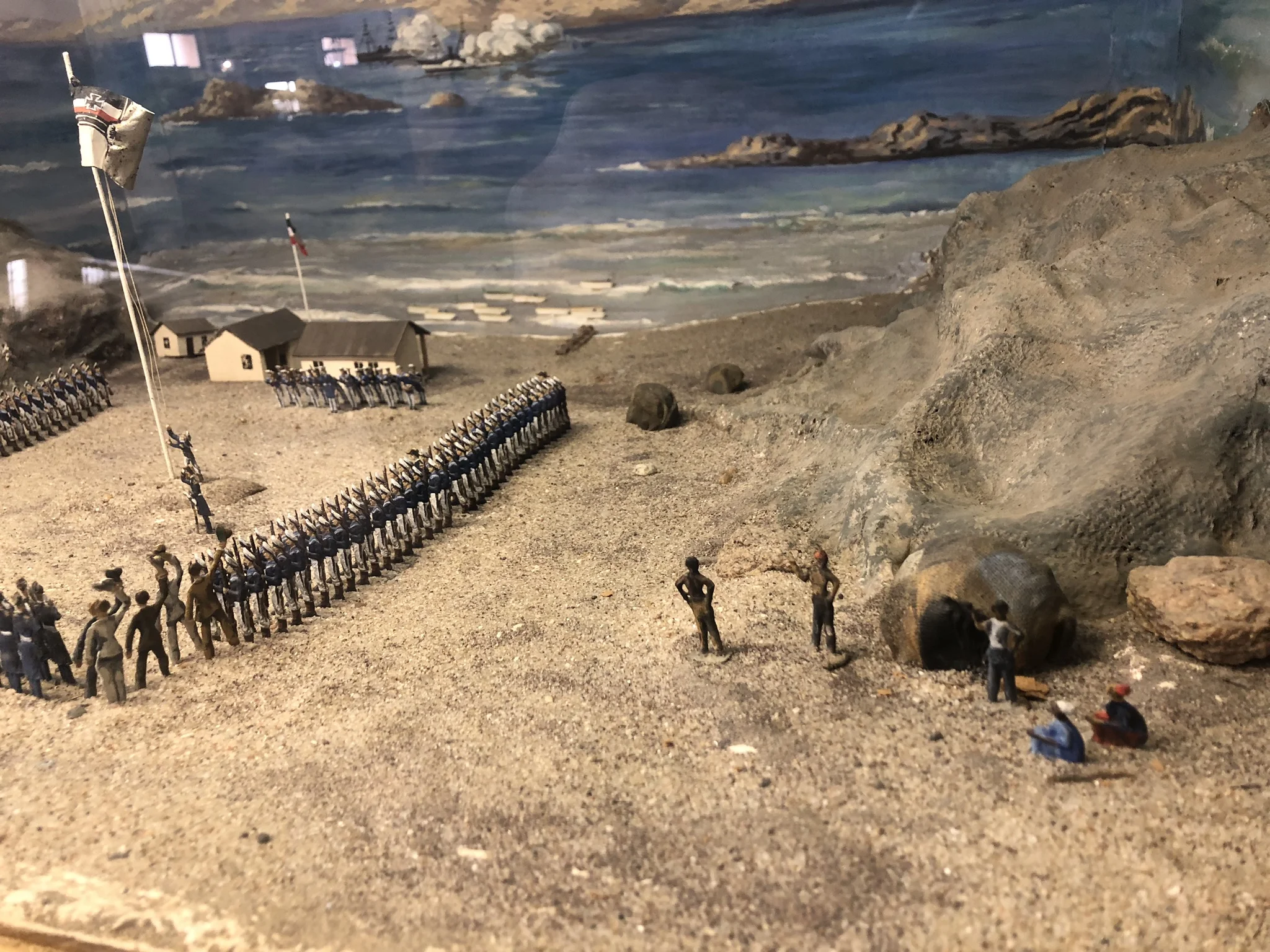  A model in the museum depicting the Germans raising their flag. Notice off to the side the locals are wondering what the hell is all this malarkey.. 