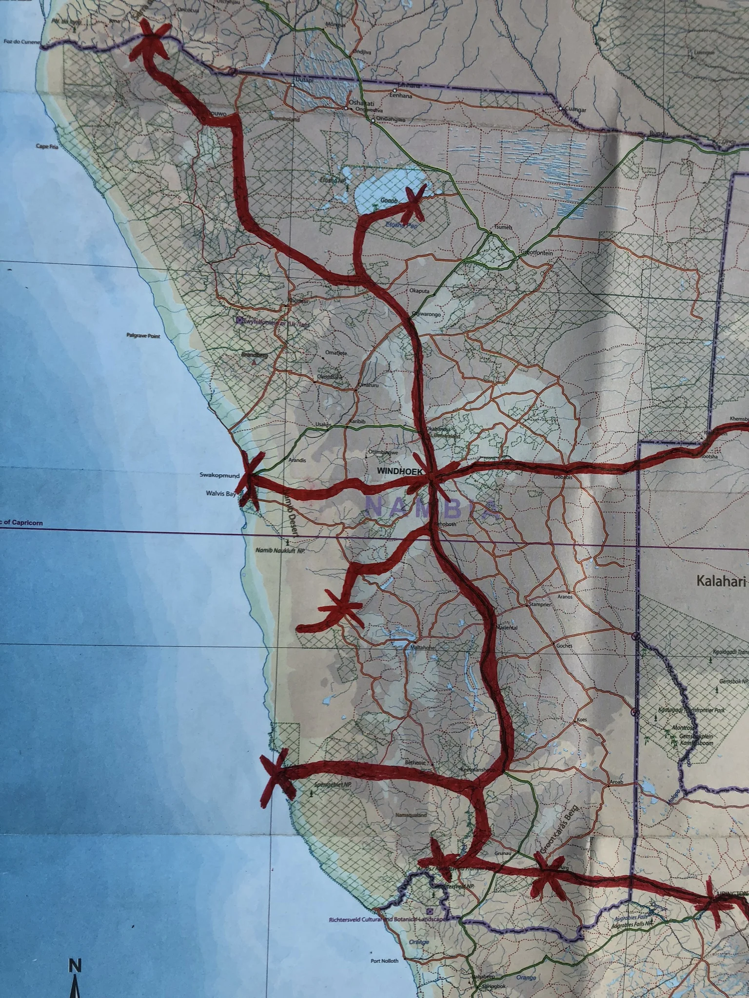 Map of Namibian Travels