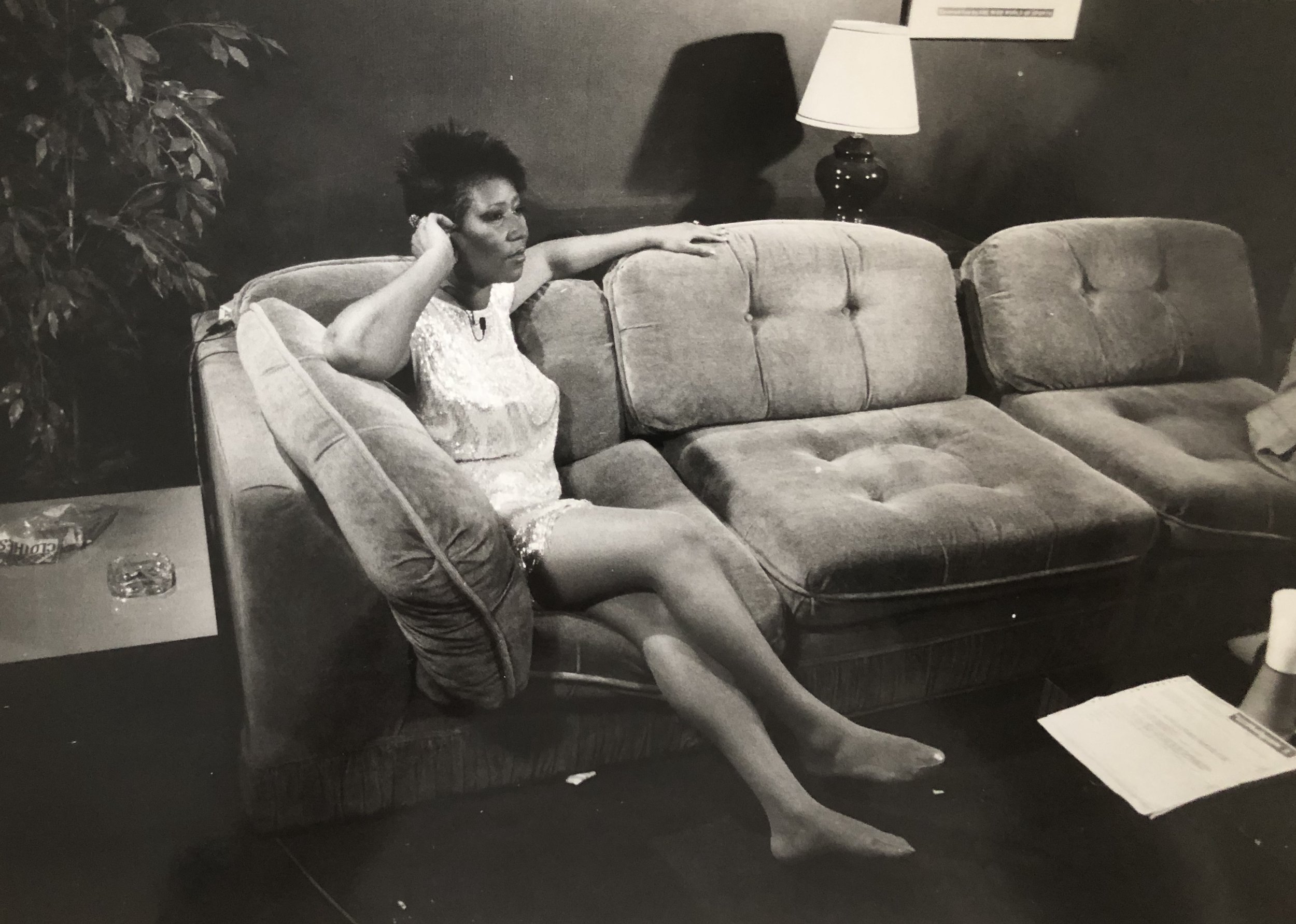 Backstage in her dressing room accepting her American Music Award via satellite from Detroit.