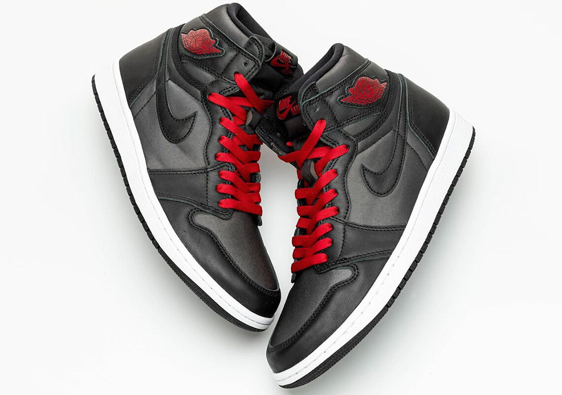 black red satin jordan 1