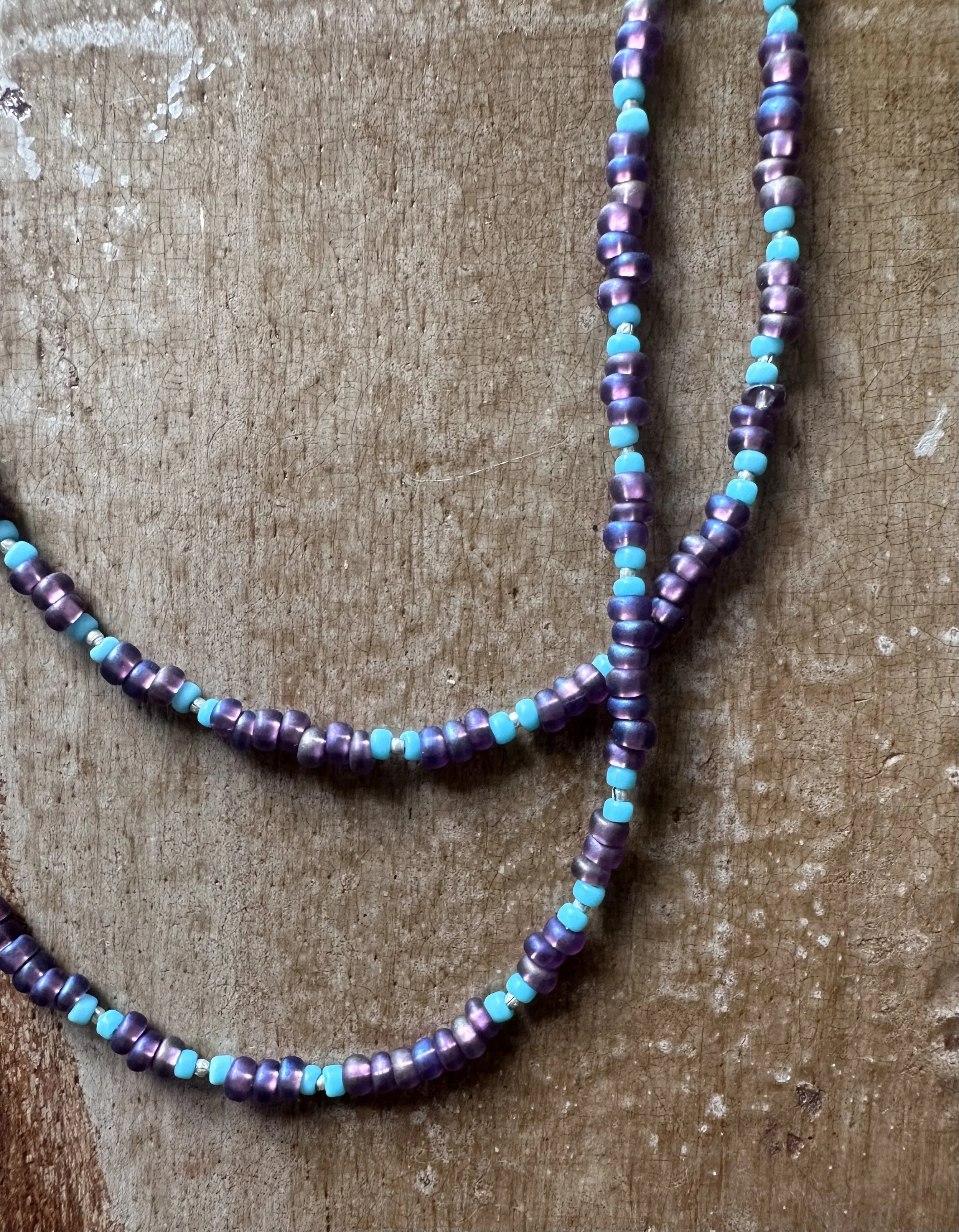 Purple and Turquoise Single Strand Necklace