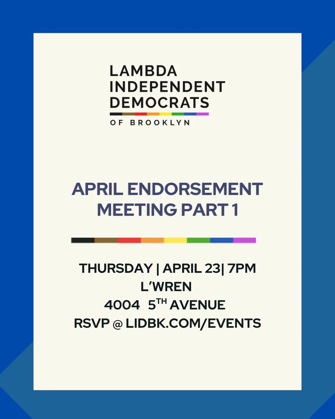 APRIL ENDORSEMENT MEETING PART 1 - IN PERSON