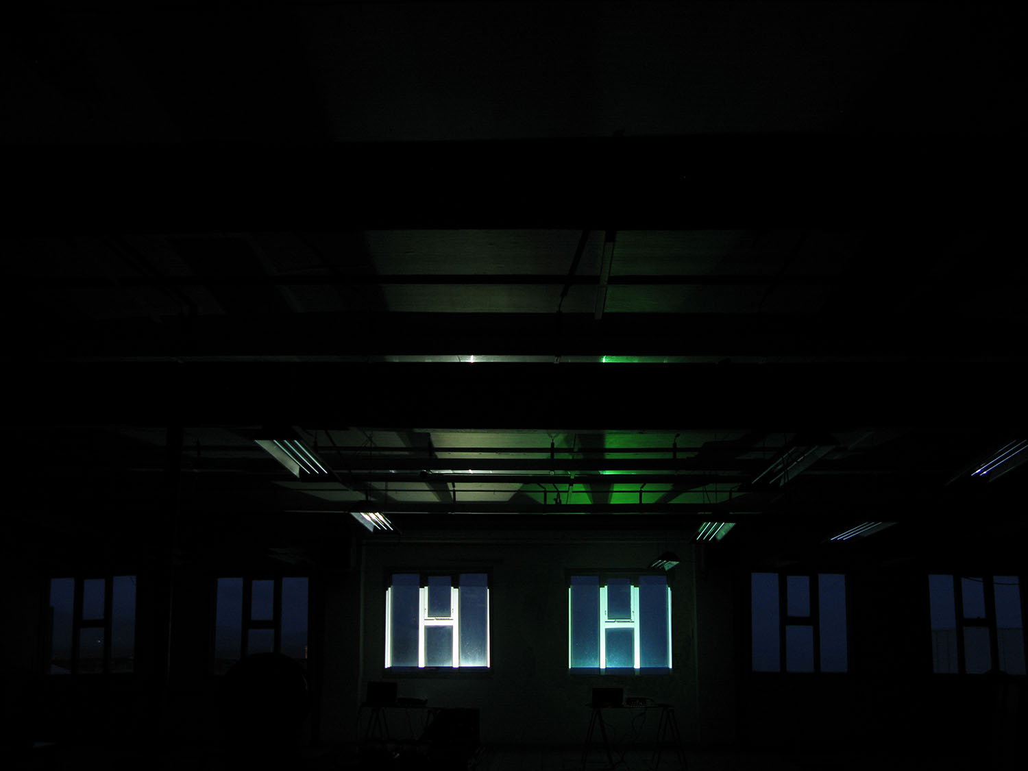 No One Receiving is a site specific installation created for the BioPol Laboratories in Skagastrond, Iceland. The piece consists of two light-based morse code transmissions that were simultaneously projected out to sea. Each message tells a story of unrealized love. One is a transcription of a love letter that I wrote to someone who did not return my feelings; the other is a traditional Icelandic love story. The piece could be viewed from inside or outside the space, where it was also visible to boats in the nearby harbor. I was compelled by the idea of lonely, faraway seafarers discovering these mysterious messages and becoming engrossed in the intimate yet anonymous stories. This embodies the ideas at the core of the piece— the desire to connect with another person and the limits of language to communicate complex emotions.