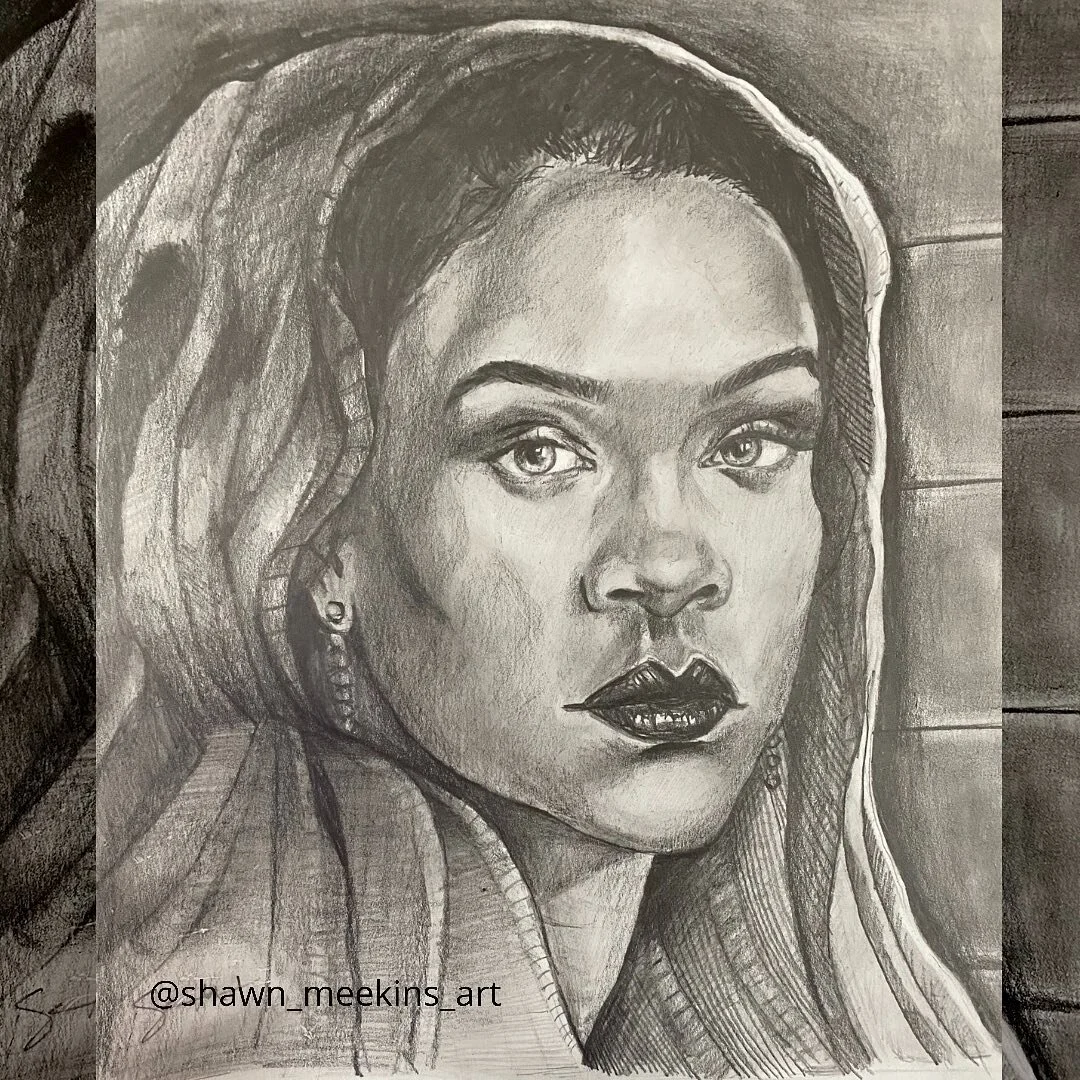 Finished drawing of Rihanna. pencil art. #pencilsketch #pencilart