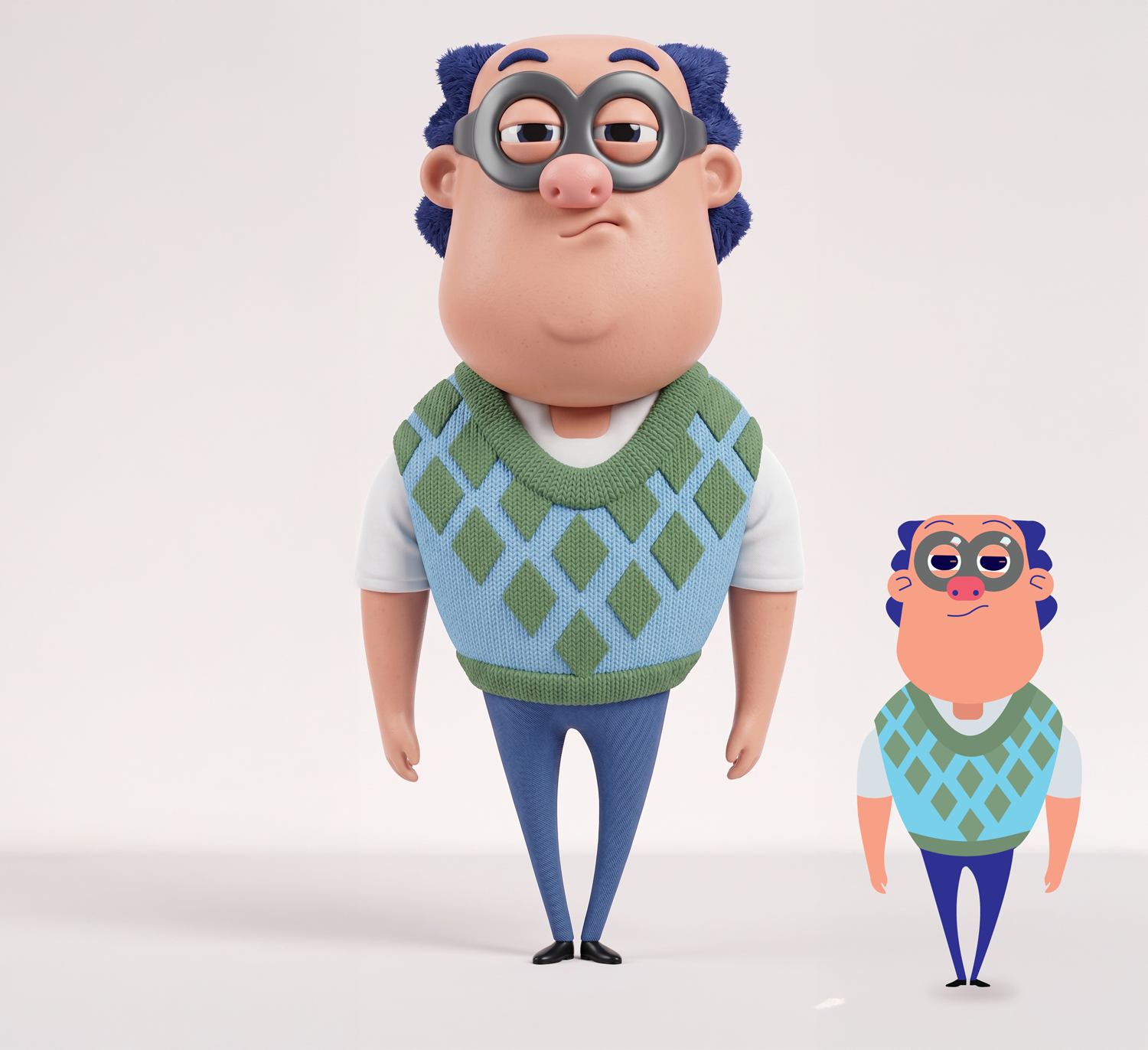 Image of a male 2D and 3D teacher model
