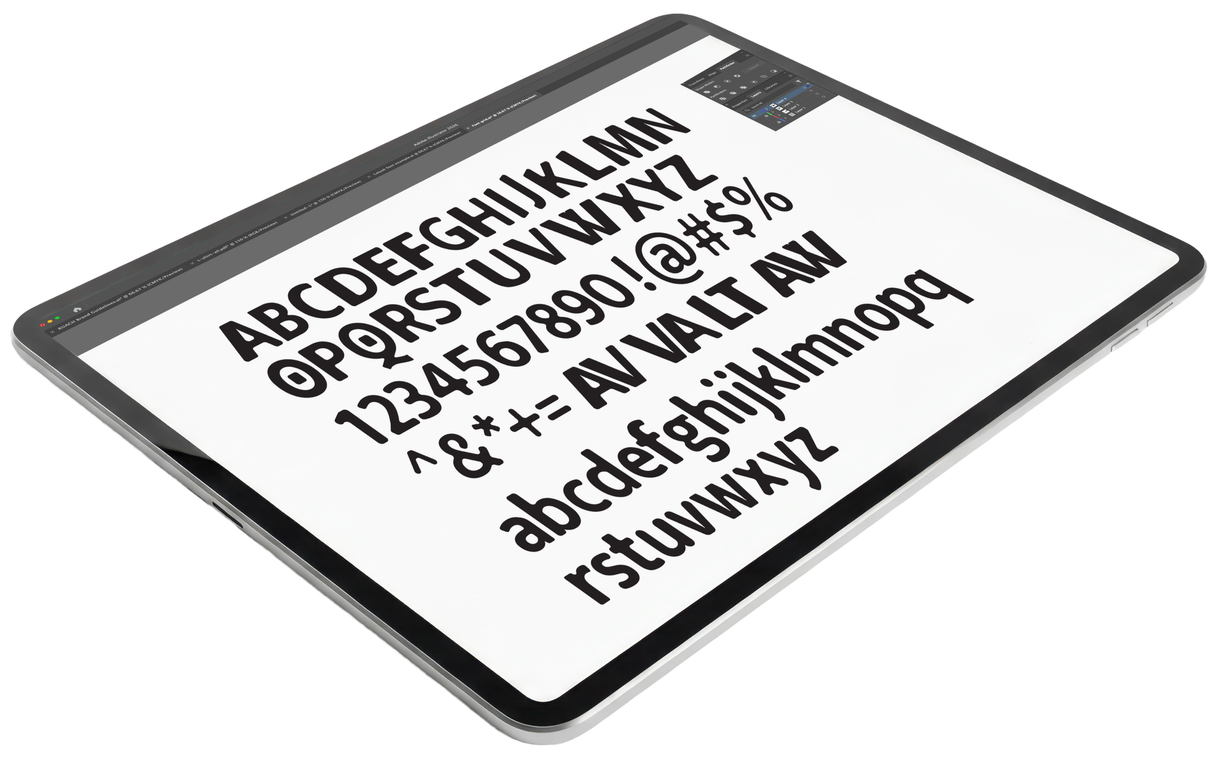 image of a computer table with a custom font
