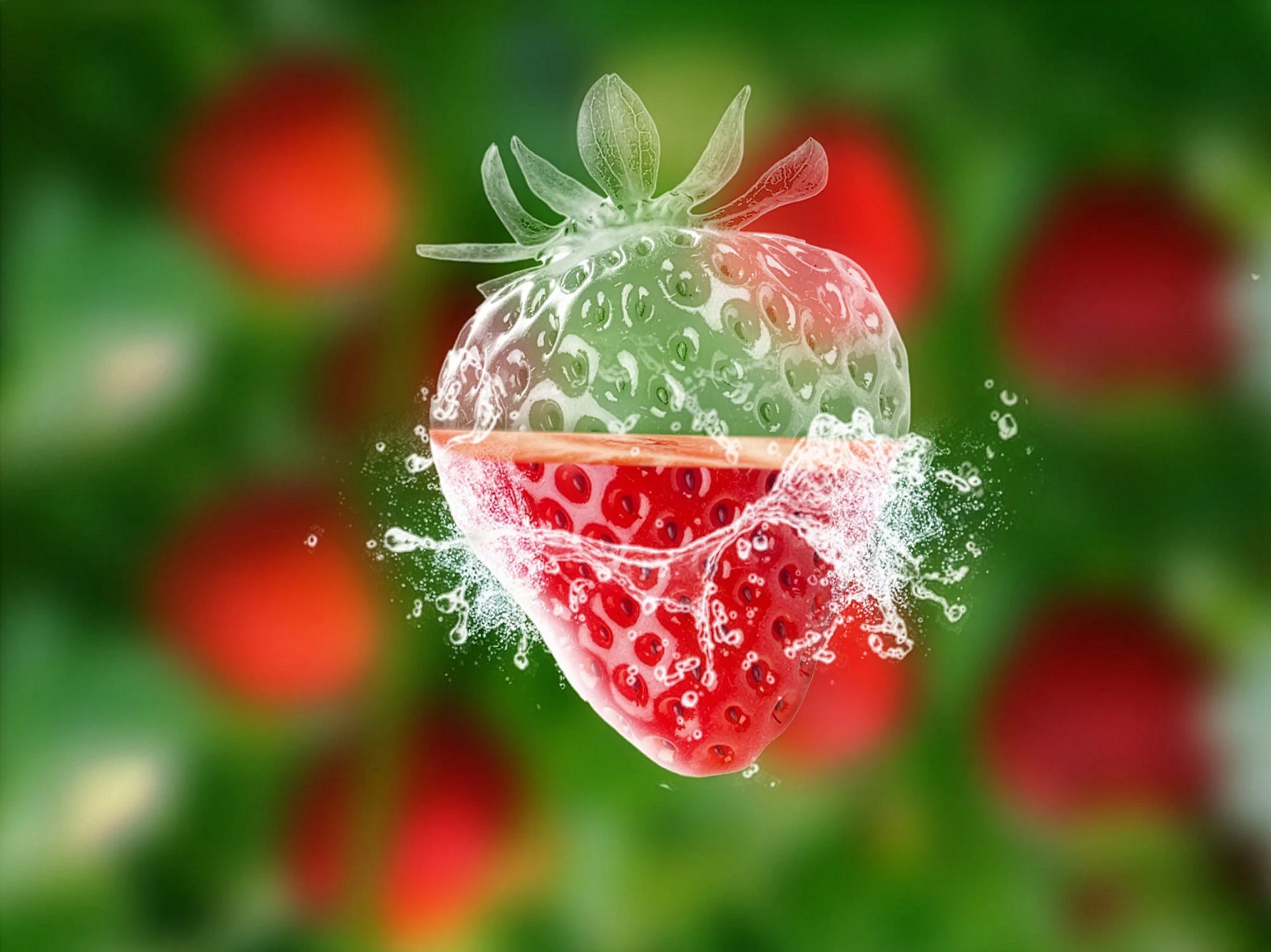 Digital Art of a Strawberry cut in half.