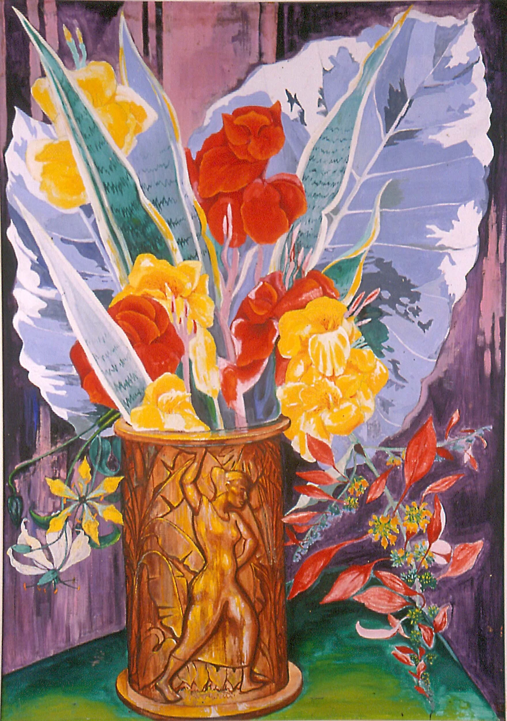 Still Life with Leaves and Flowers