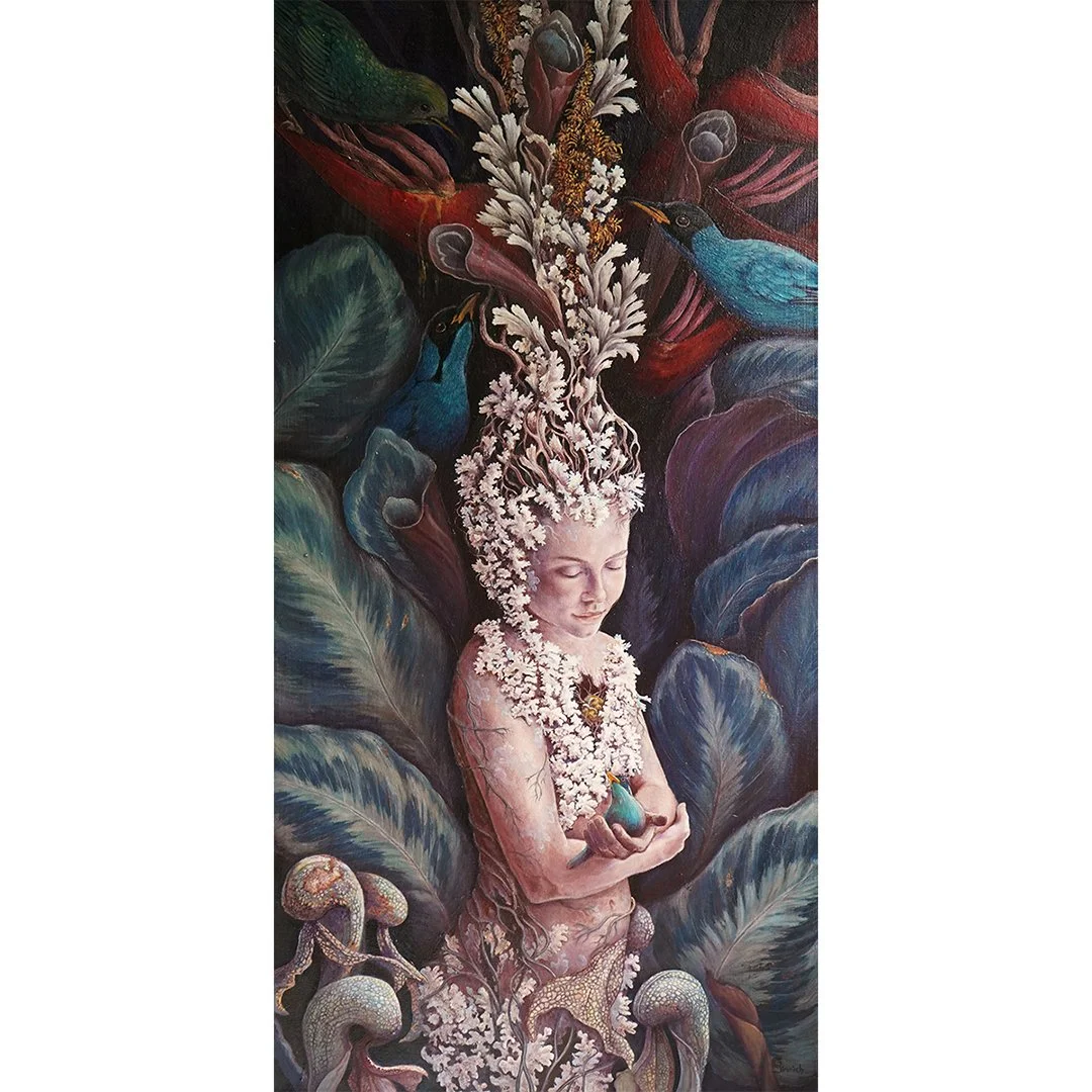 goddess woman girl nature surreal magic realism botanical birds