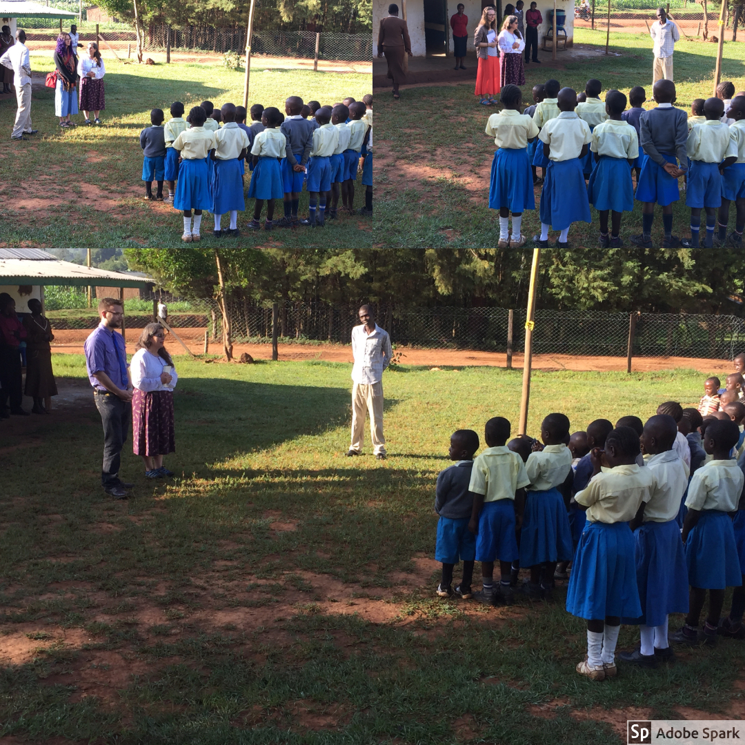  After we arrived at HIP, Freddy, Livingstone's brother, had the students line up so that we could introduce ourselves. The stars of the show that morning were Ben and Melissa, with the initial introductions, although the students were definitely cur