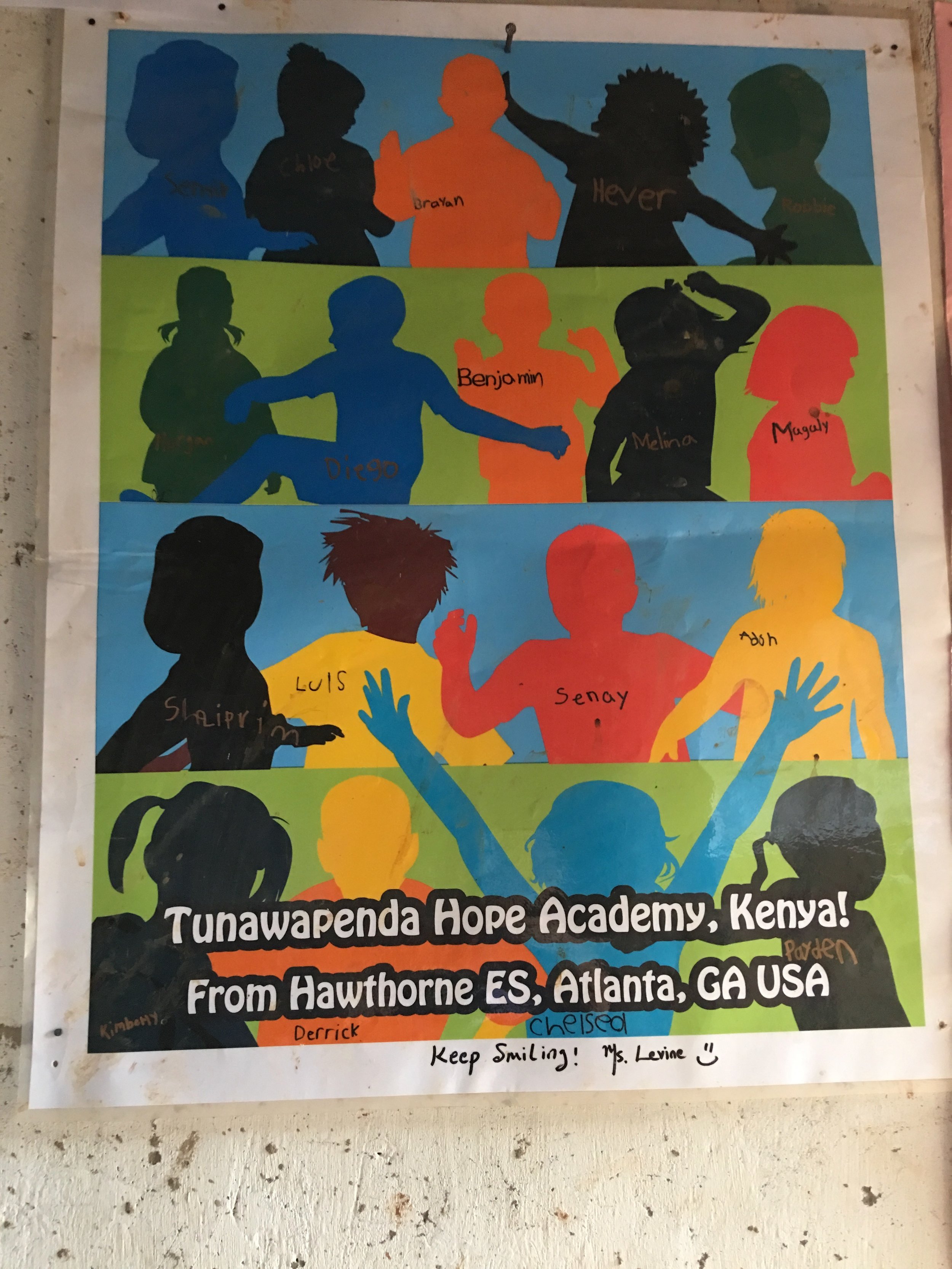 Inside a classroom was this poster that was given to HIP from a partner classroom from Georgia!