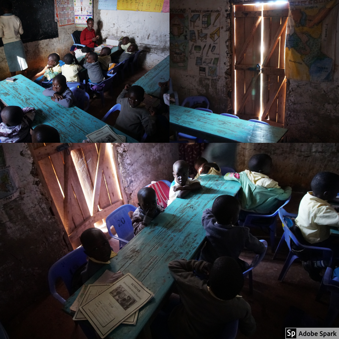 The kindergarten room, as well as the other classrooms, did not have consistent electricity. Each window did have windows, but during the rainy season, it was important to keep the windows closed in order to keep the rain out. This made the classroo
