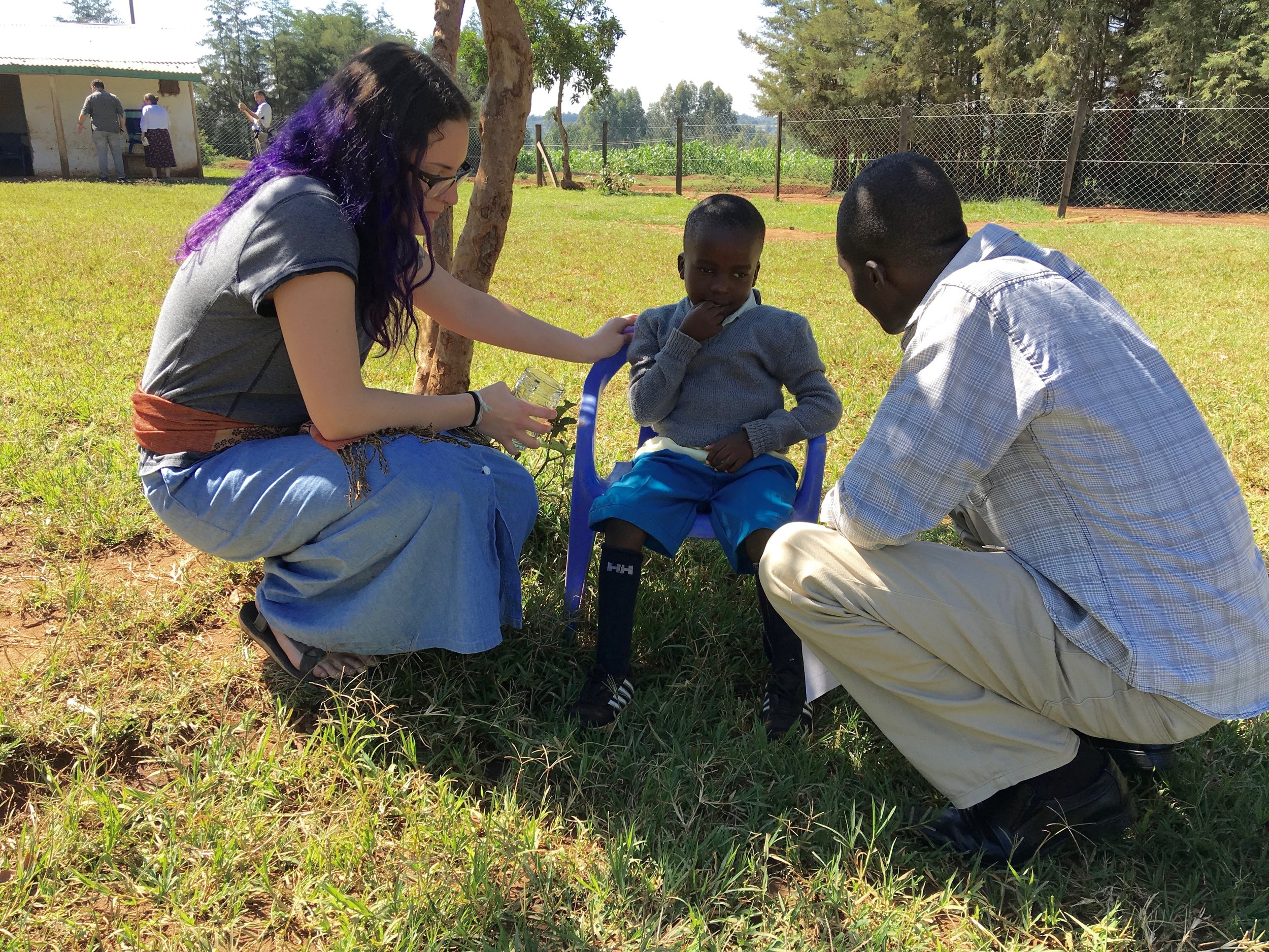 During afternoon recess, our nurse, Brooke, checks in on a student who wasn't feeling well. She sat him in the shade and got him water. He was ready to class after recess!