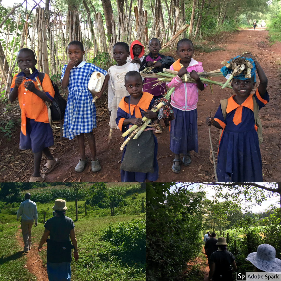  After dropping our gear off at Bapa's house, he wanted to lead us on a walk. We followed a dirt path near the house and began walking. The path began fairly wide and young kids from the school across the road began following us. They were enjoying o