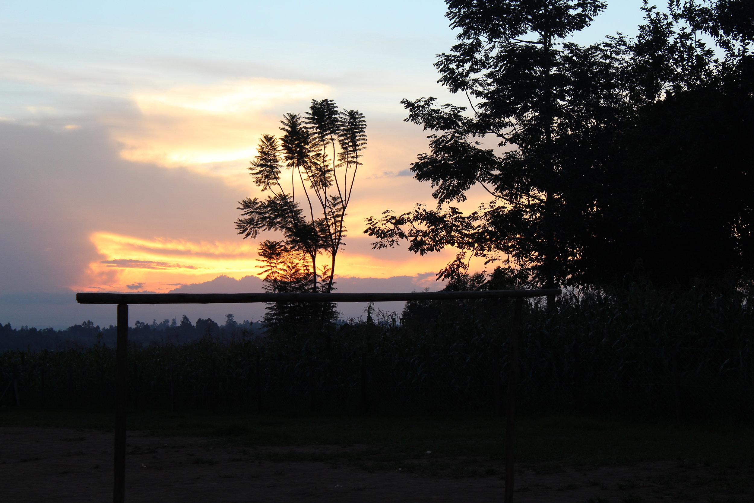 This sunset was from our first night in Kimilili, Kenya. You can see a few different staples from the community including a soccer goal post and corn growing in the fields. Several members of the community would play soccer in the evenings, and most