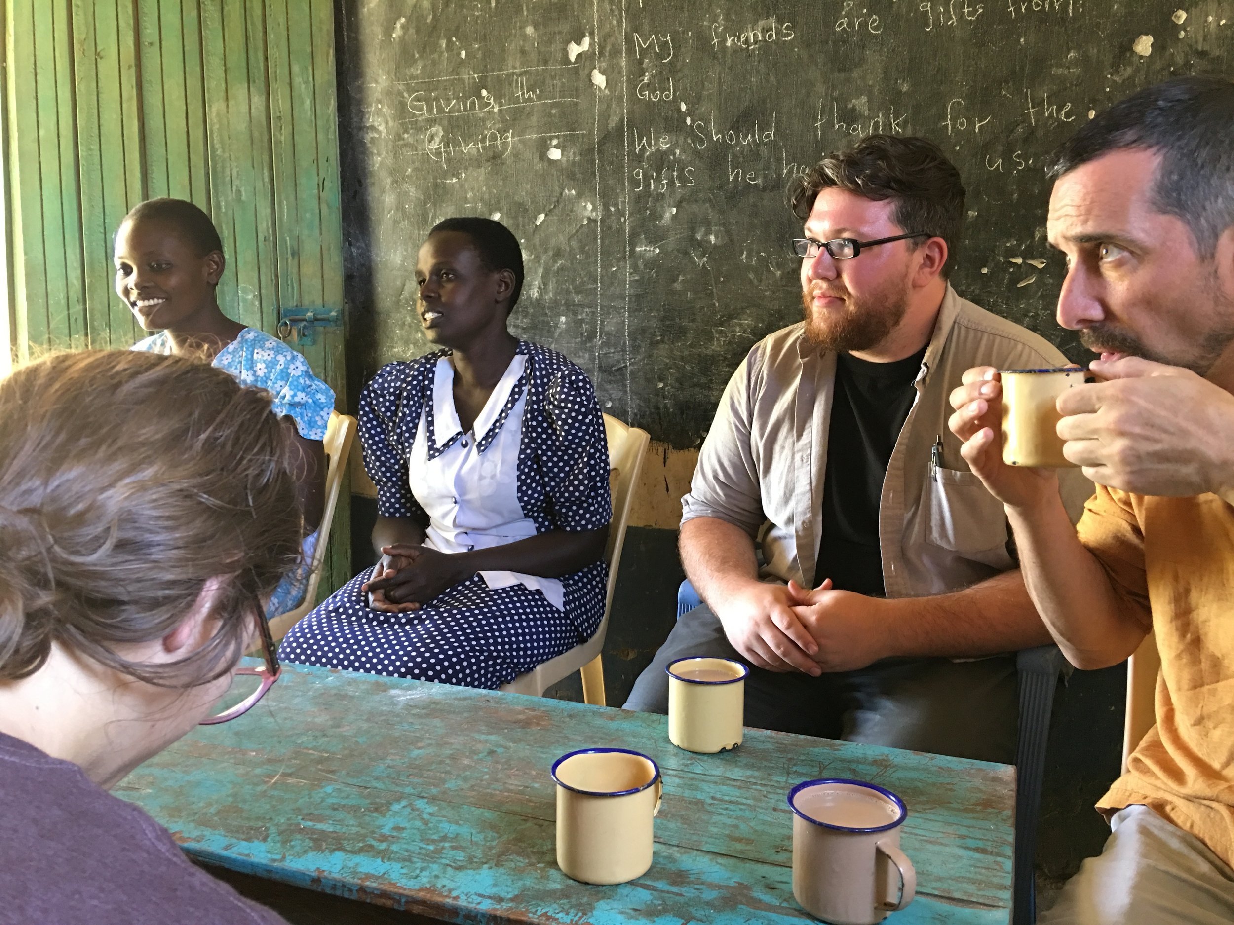  At least once a day while the students were at recess, some of the teachers would sit together and have chai. This was a way for the teachers to sit together, talk, and relax. The OWC team loved this part of the day because we were able to get to kn