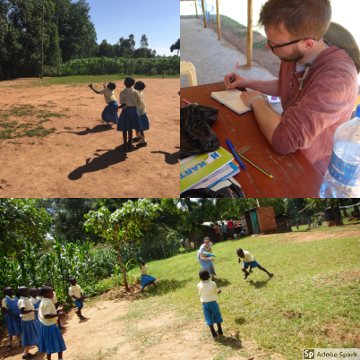  Recess was always a lot of fun. The kids would play a variety of games. In the top left, the students were trying to play a game of catch. On the bottom, the students were learning how to catch and throw a Frisbee with Brooke. On occasion, the OWC t