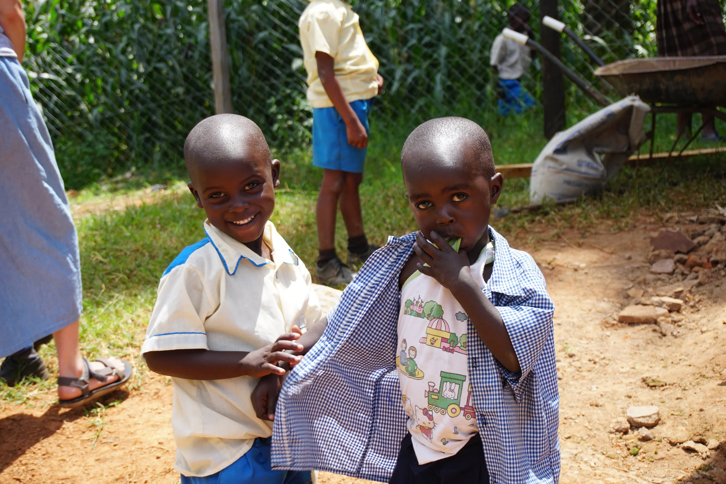 These two boys were from HIP's youngest grade. The students were still getting used to wearing the school uniforms.