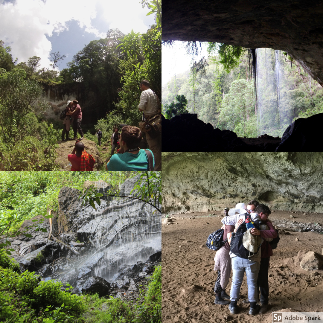 At the entrance of Mackingeny Cave is a waterfall. Water was falling during the proposal. Connor, Ben, and Natalie all had an emotional hug after once inside the cave.