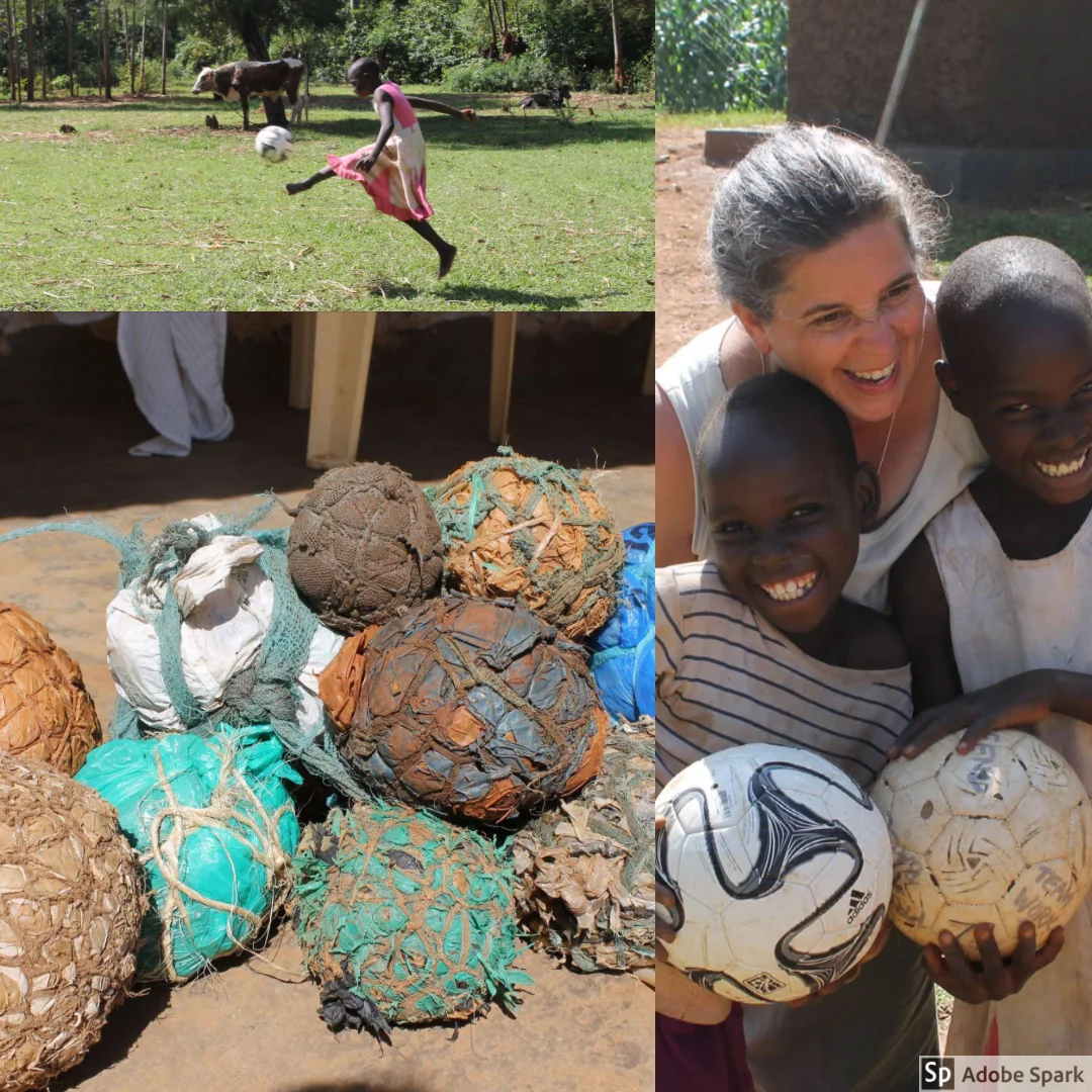 The OWC team brought along soccer balls for the children in the community. We proposed a trade to the kids -- trade a ball for a ball. The balls that had been used were made from plastic bags and ropes.