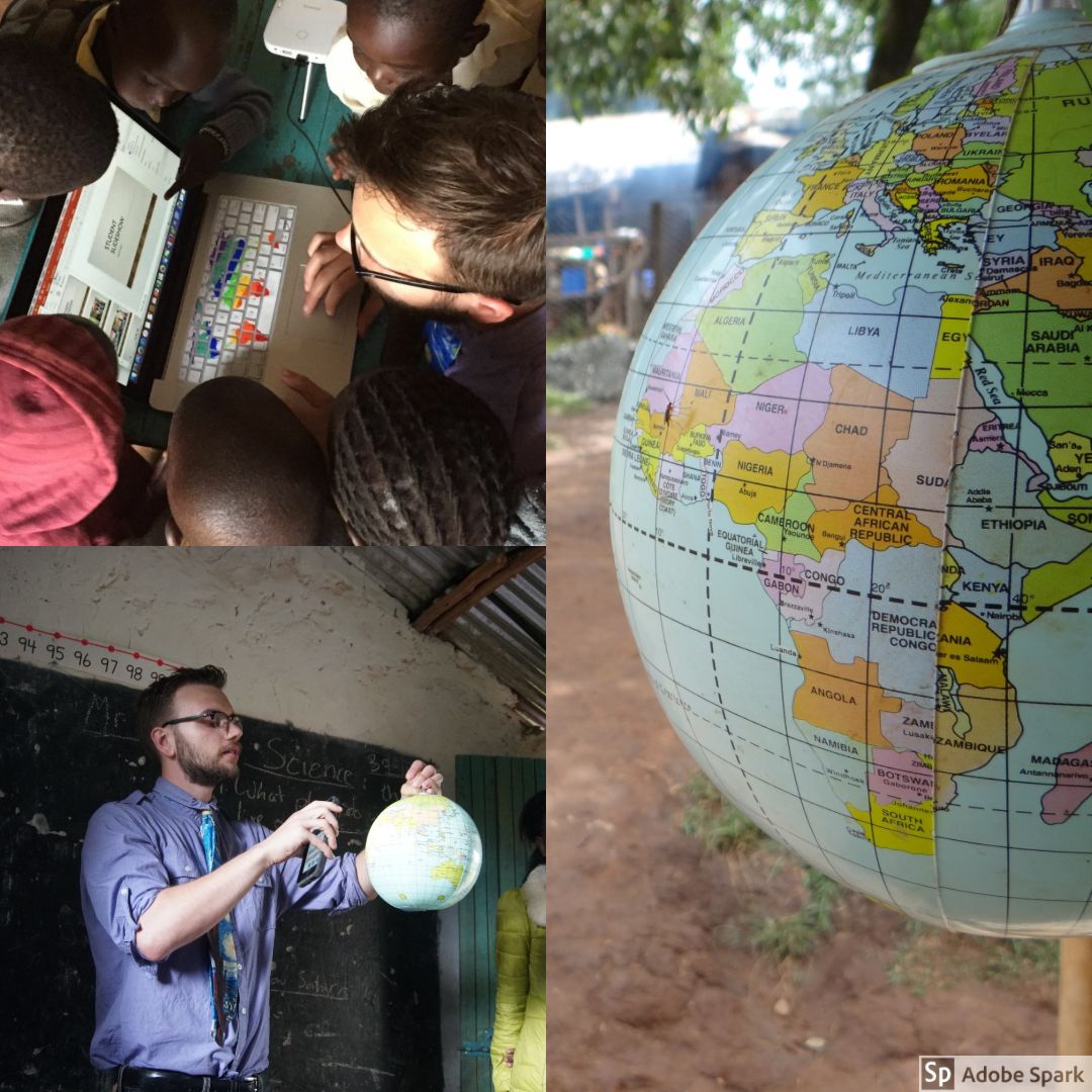  Ben taught a lesson on how the earth revolves around the sun by using the flashlight on his phone and a globe. 