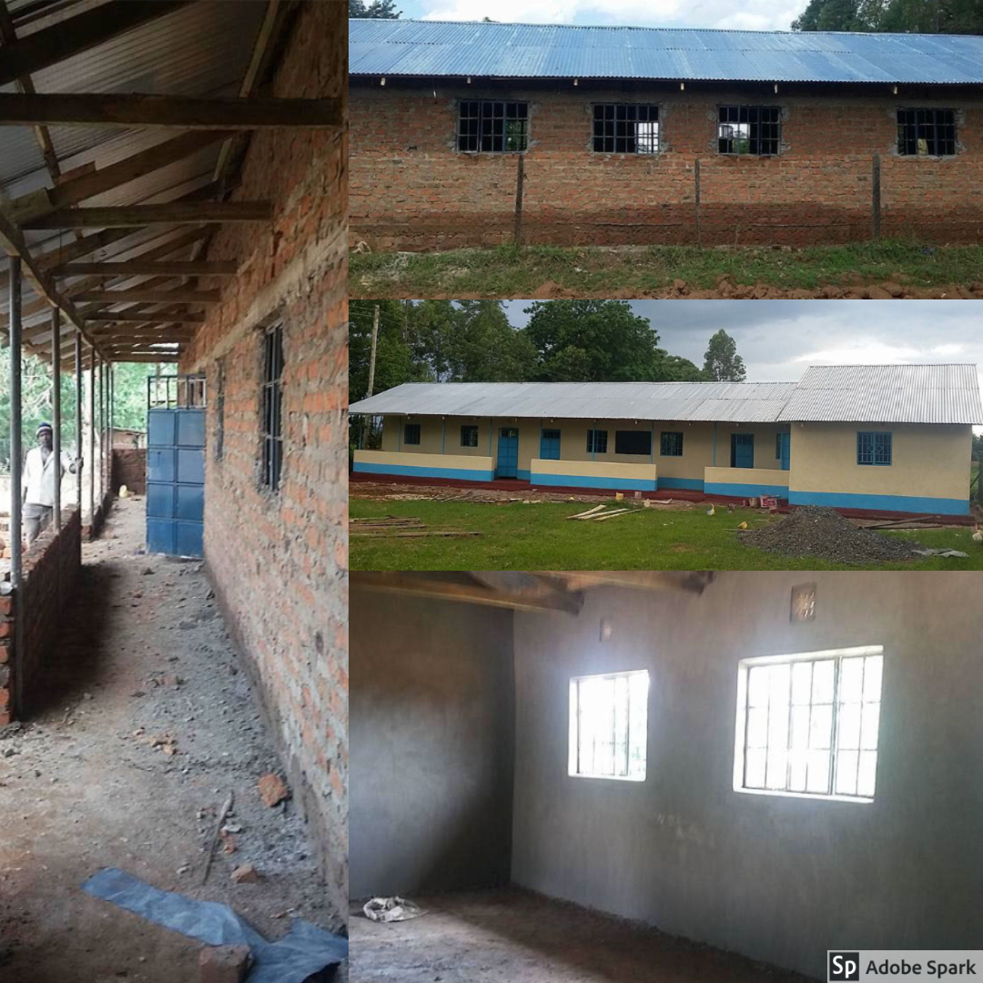 HIP's new buildings. After the successful completion of the latrine, the next task was building a new building for the school to meet Kenyan code. We are proud and happy to say that construction was complete on their beautiful new buildings! Again,