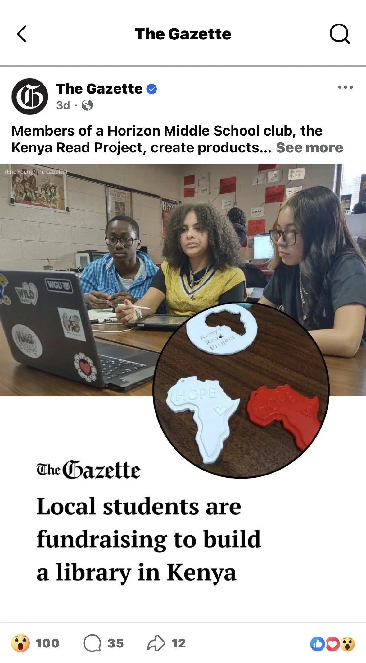 The Gazette: Local students fundraising to build a library in Kenya