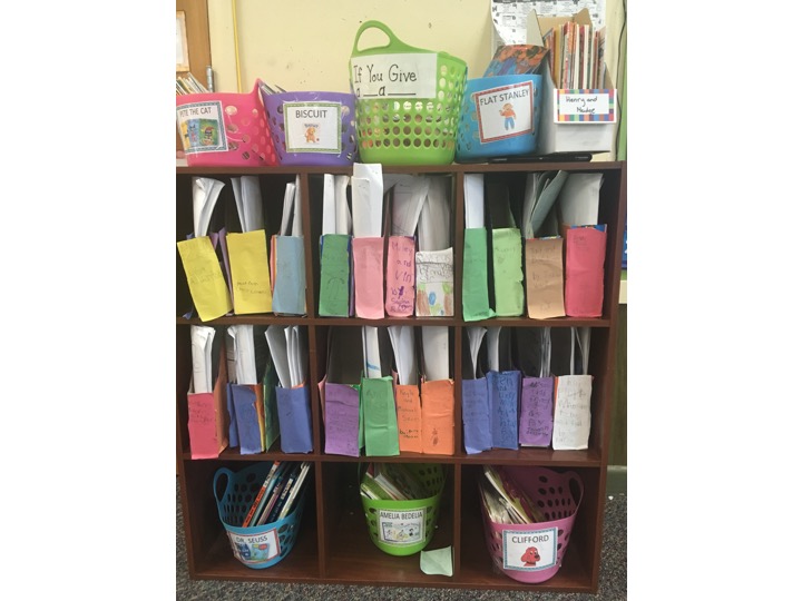 Love how this teacher added the series students wrote to the classroom library so kids could use them as mentor texts!