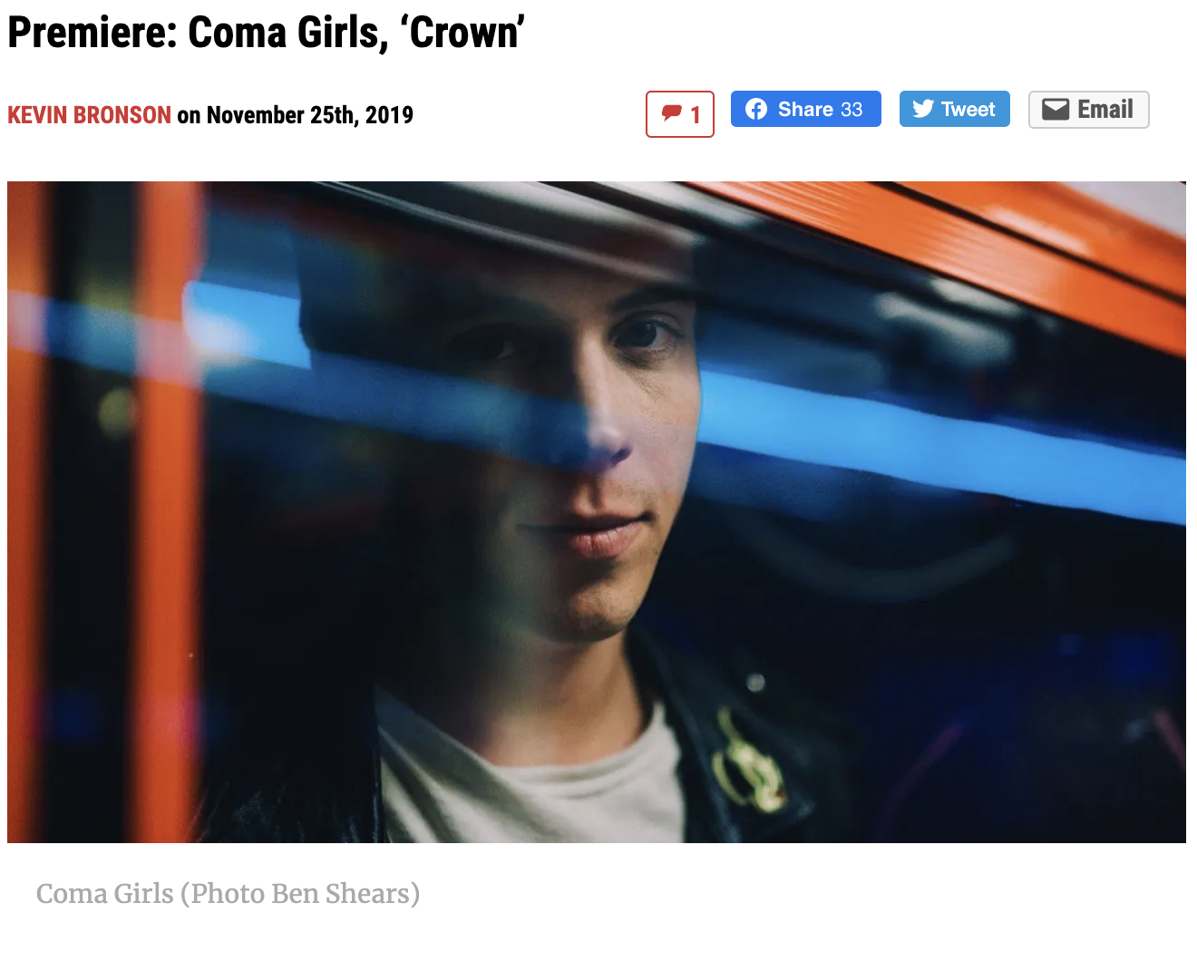 Buzzbands premiere Coma Girls, ‘Crown’
