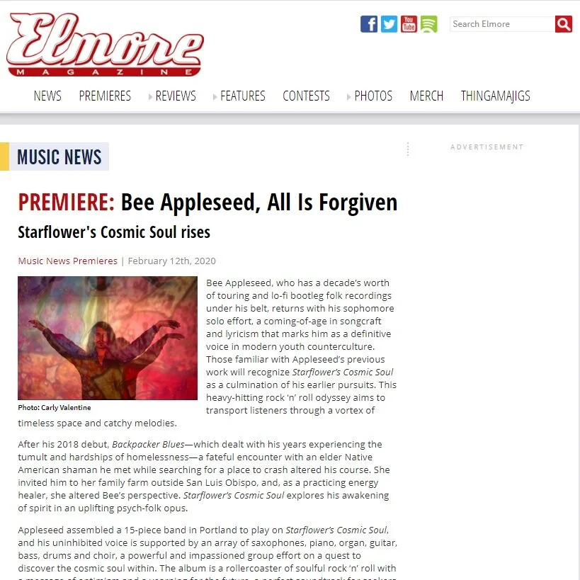Elmore Magazine premieres Bee Appleseed's single "All Is Forgiven"