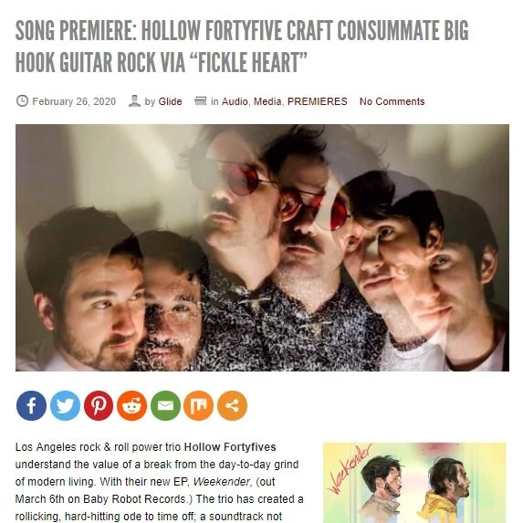 Glide Magazine premieres Hollow Forty-Fives' "Fickle Heart"