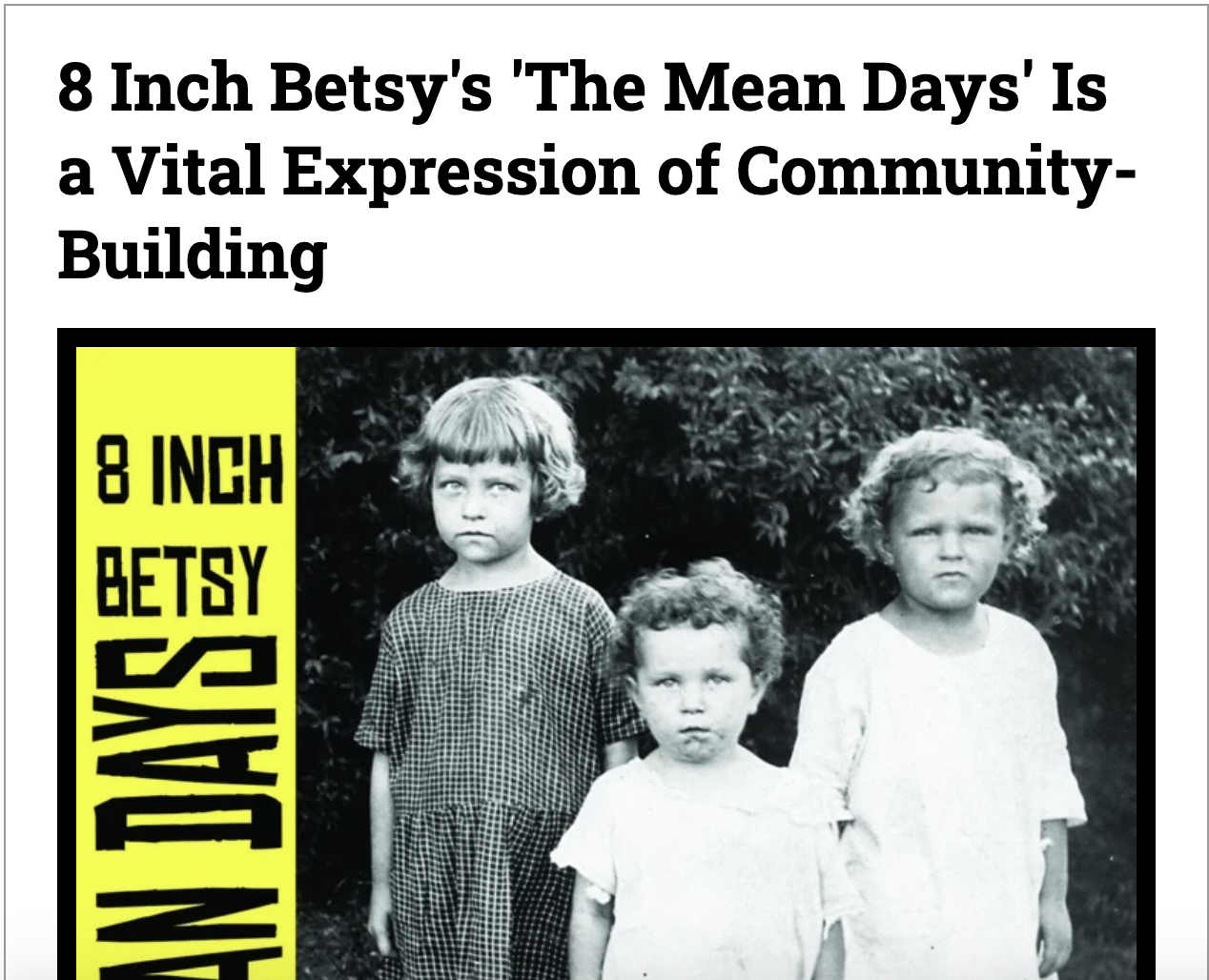 Exclaim! gives 8 Inch Betsy's 'The Mean Days' 9 out of 10
