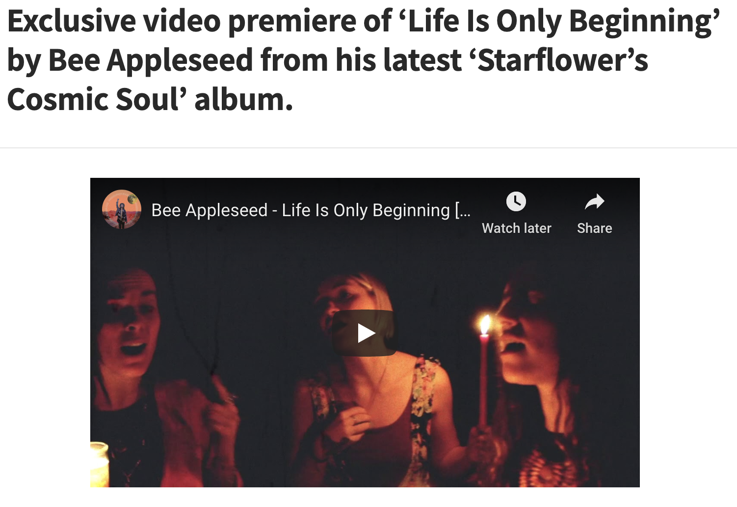 It's Psychedelic Baby Magazine premieres the video for "Life Is Only Beginning"