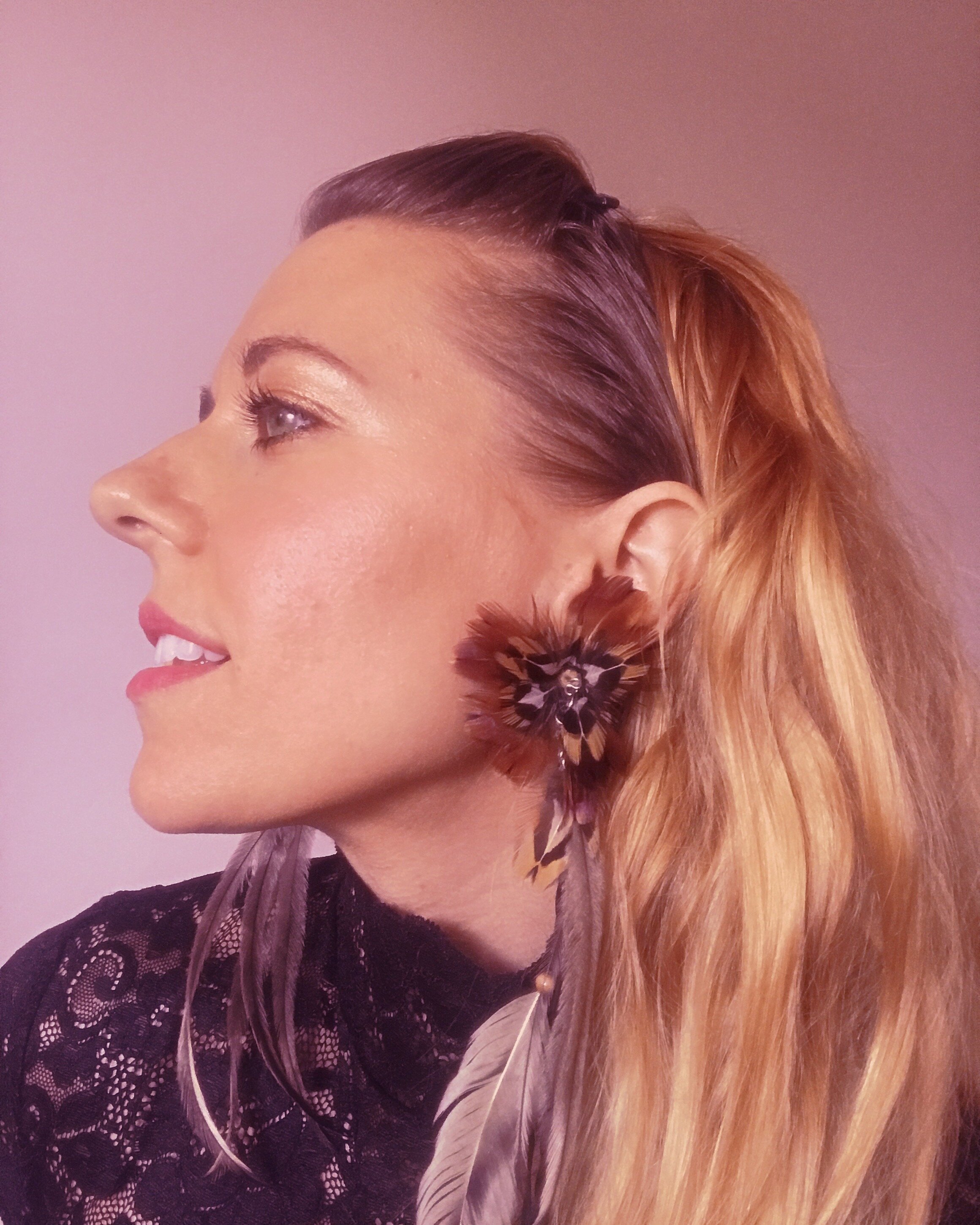 Feather Flower Earrings 