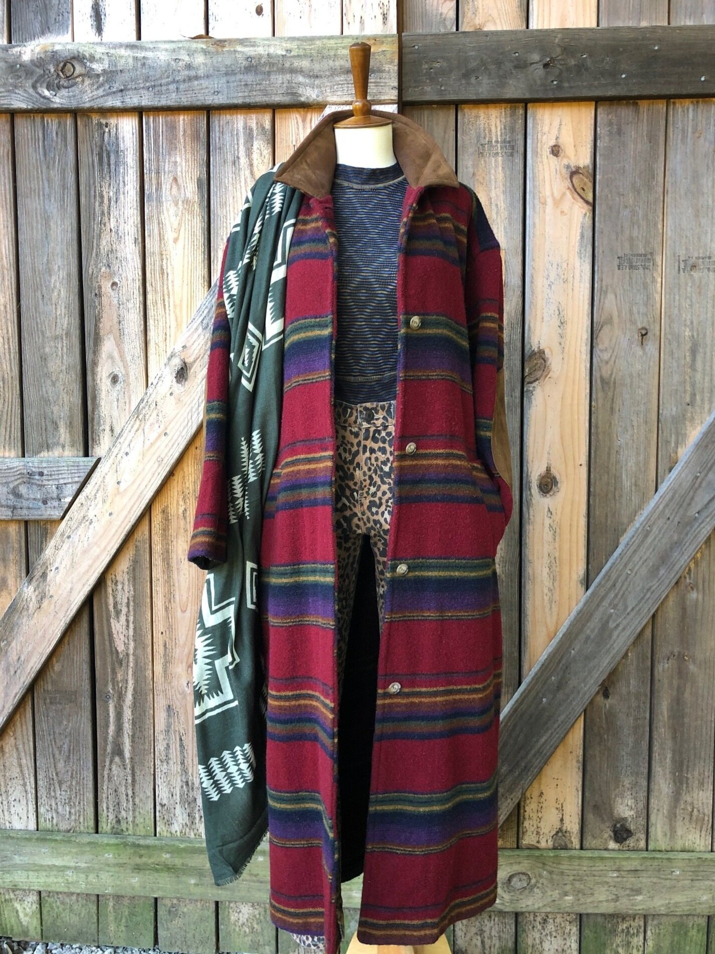 Serape Wool Duster Coat