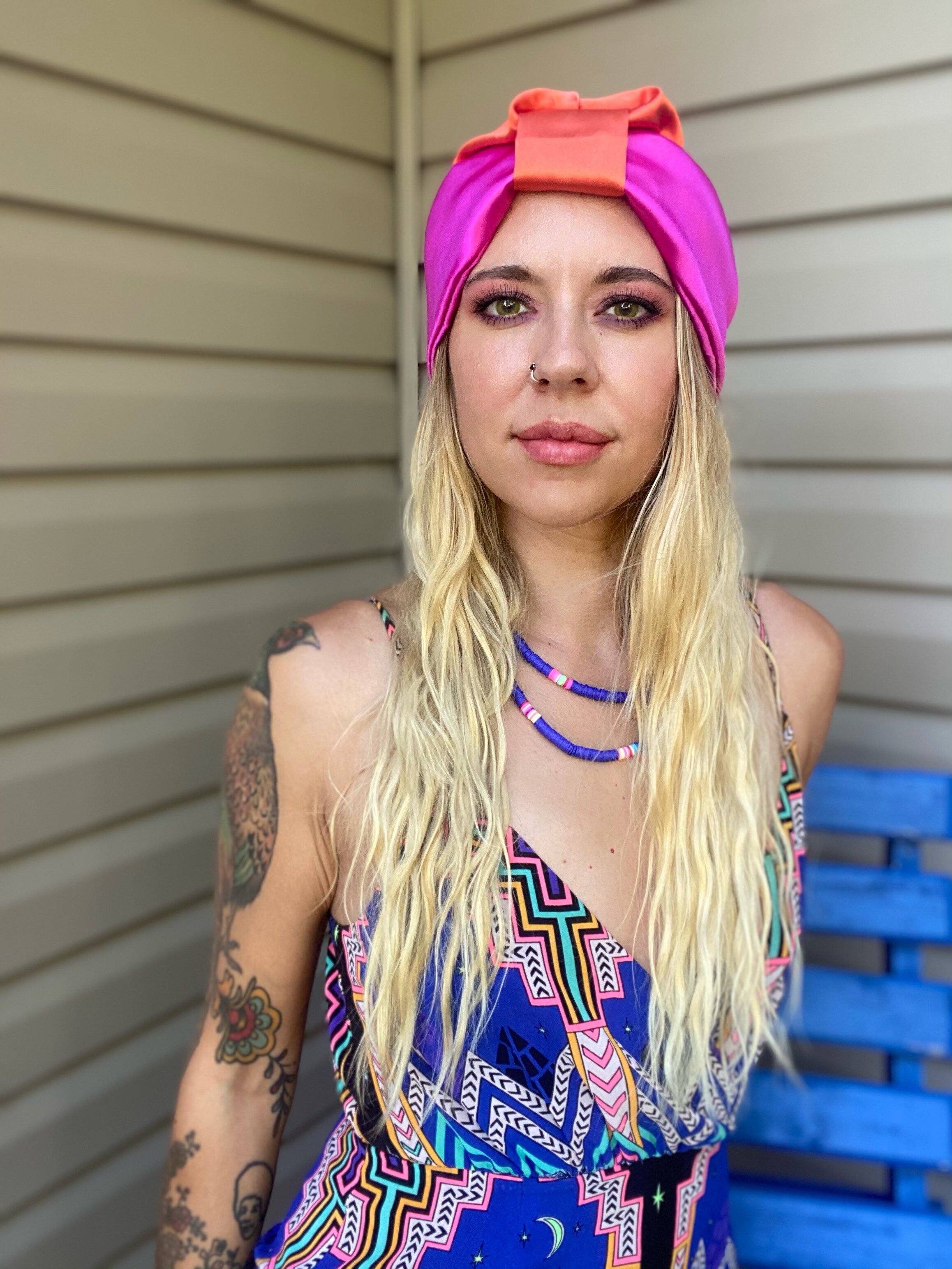 Color Blocked Satin Turban