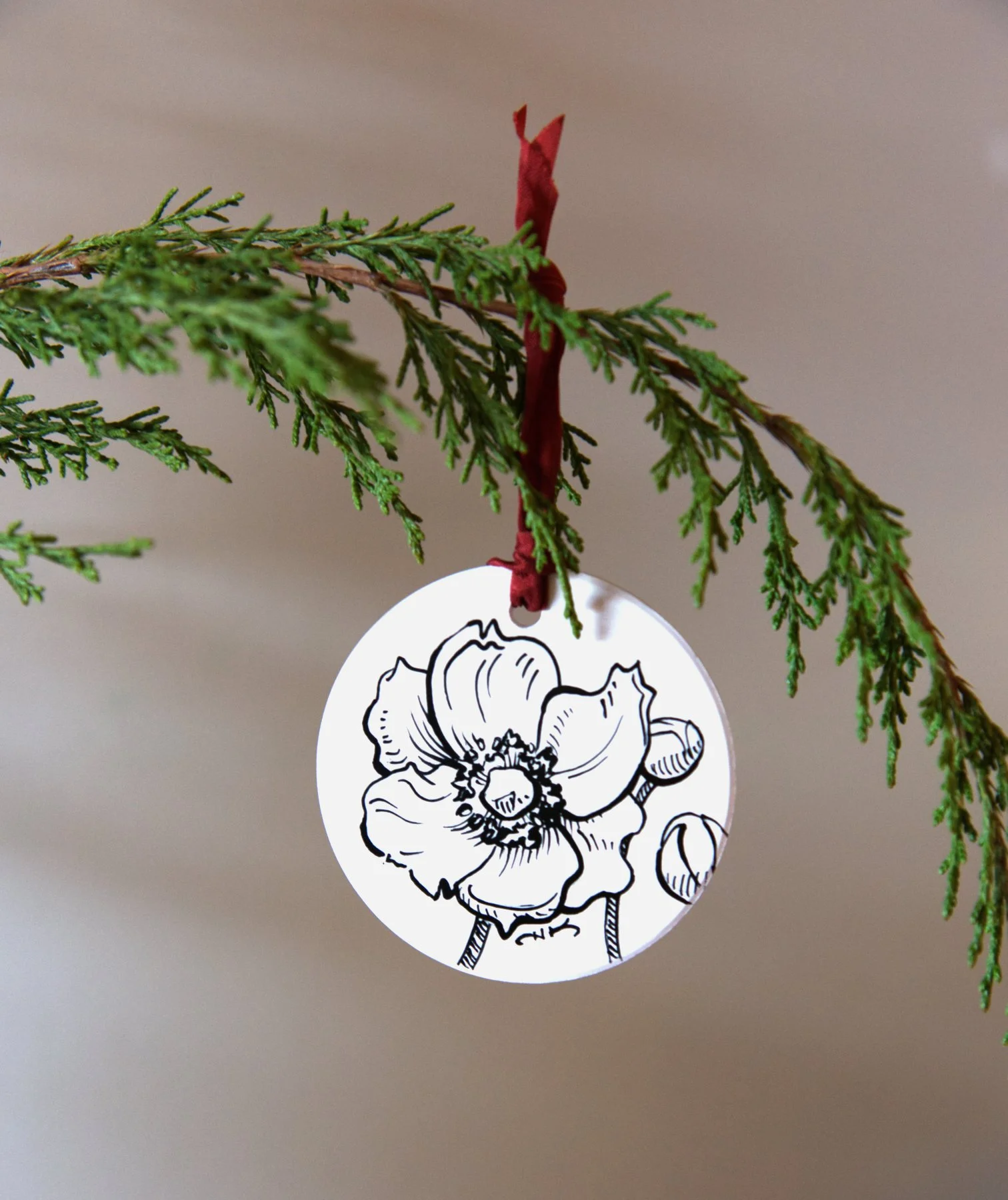 Anamone Hand—Drawn Ceramic Ornament