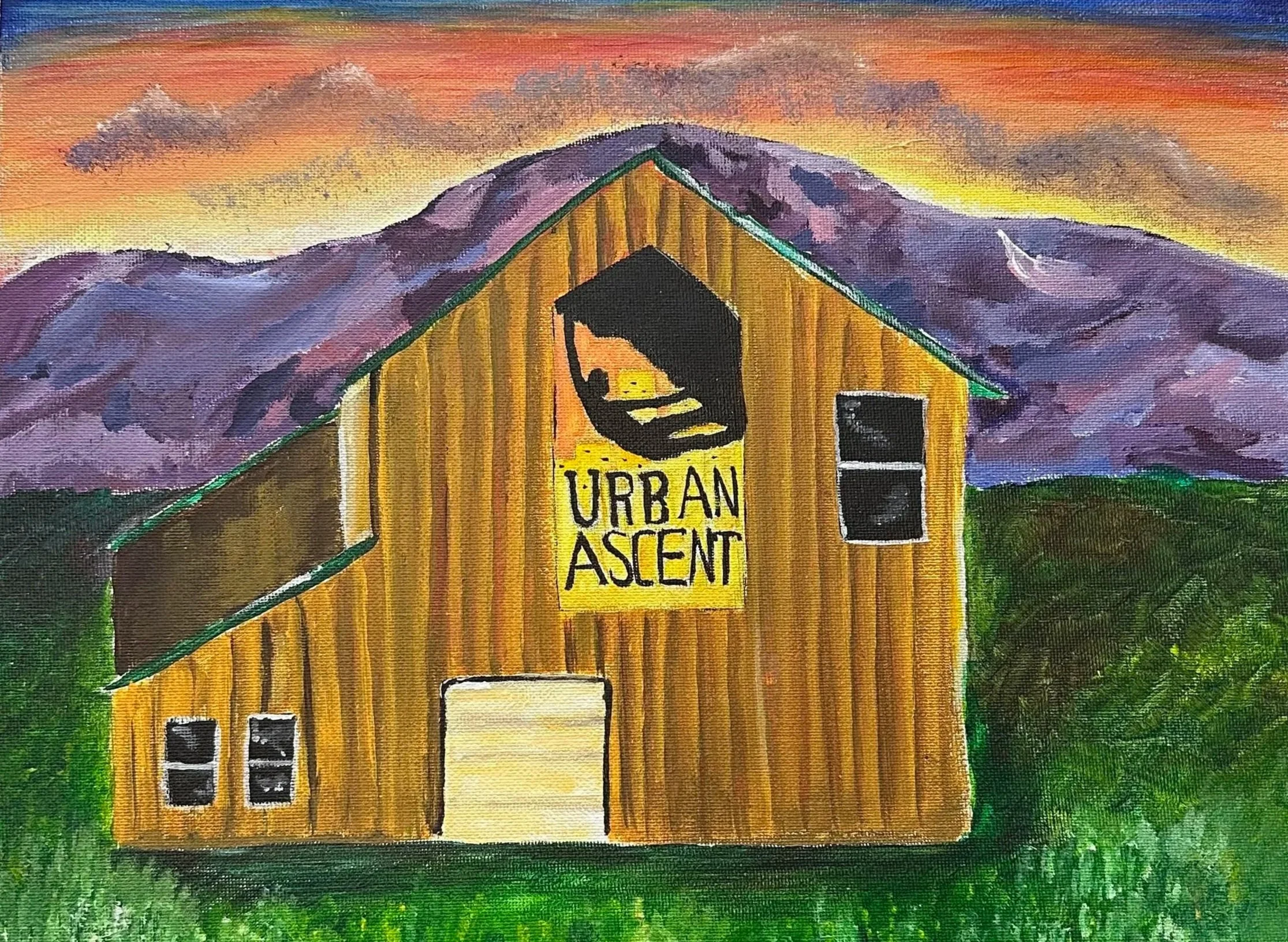 Painted depiction of the Urban Ascent climbing gym