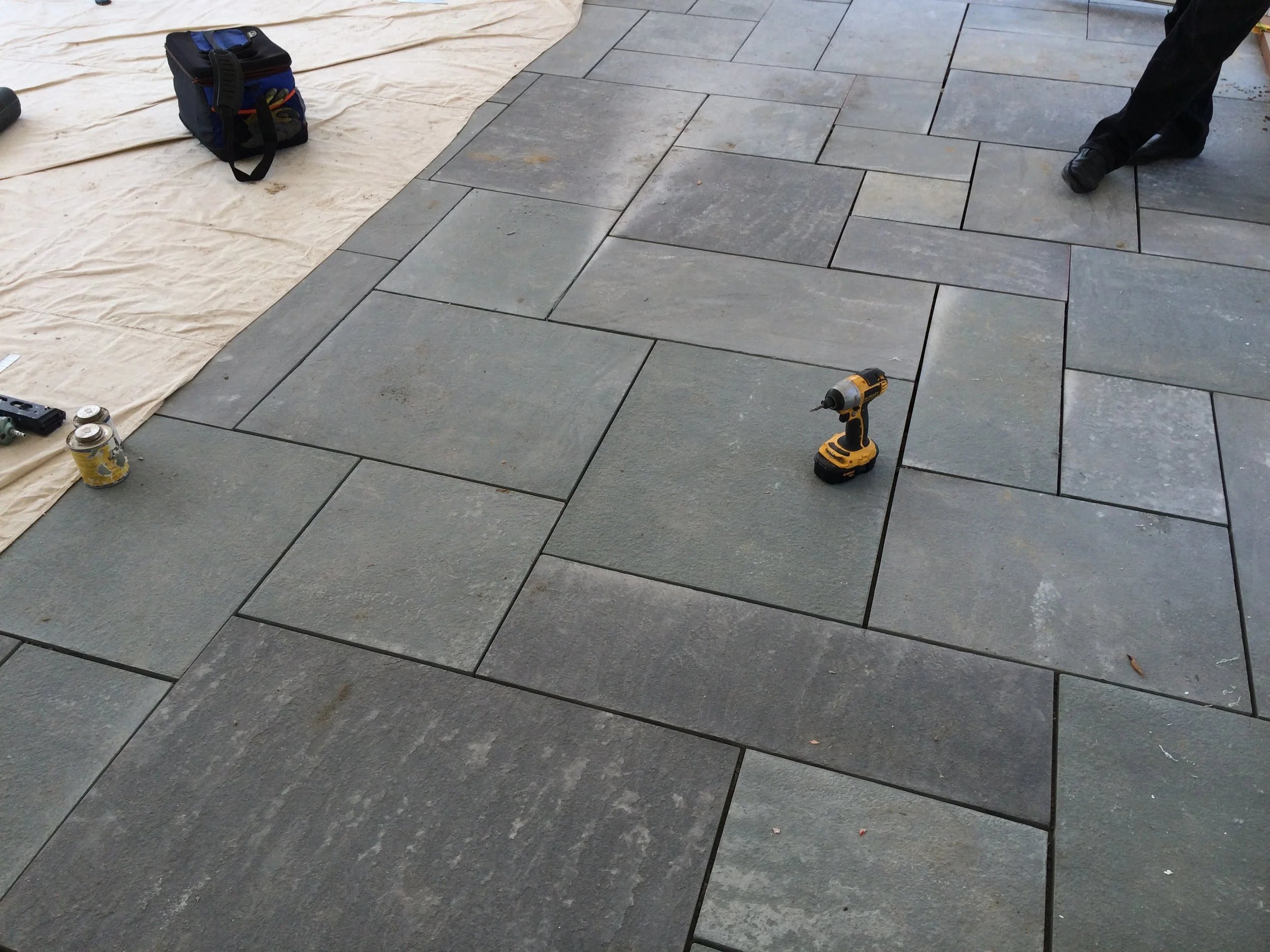 Finally! New bluestone patio pavers being installed in Southampton. 