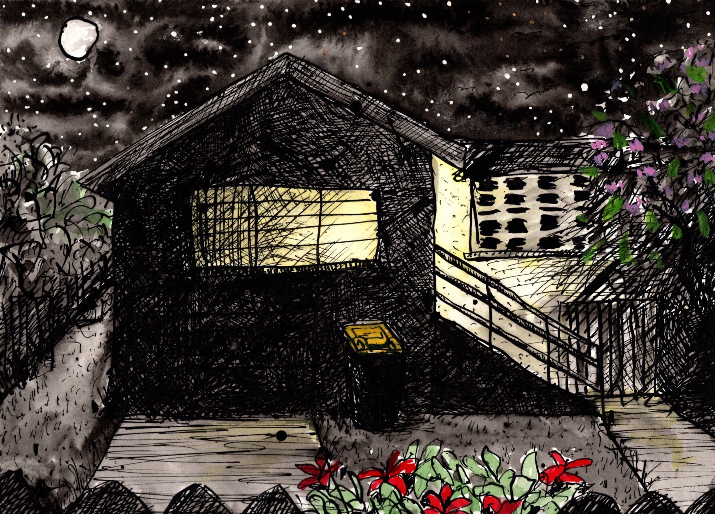 Website_Our house at night full moon_2019_Watercolour & Ink on paper copy.jpg