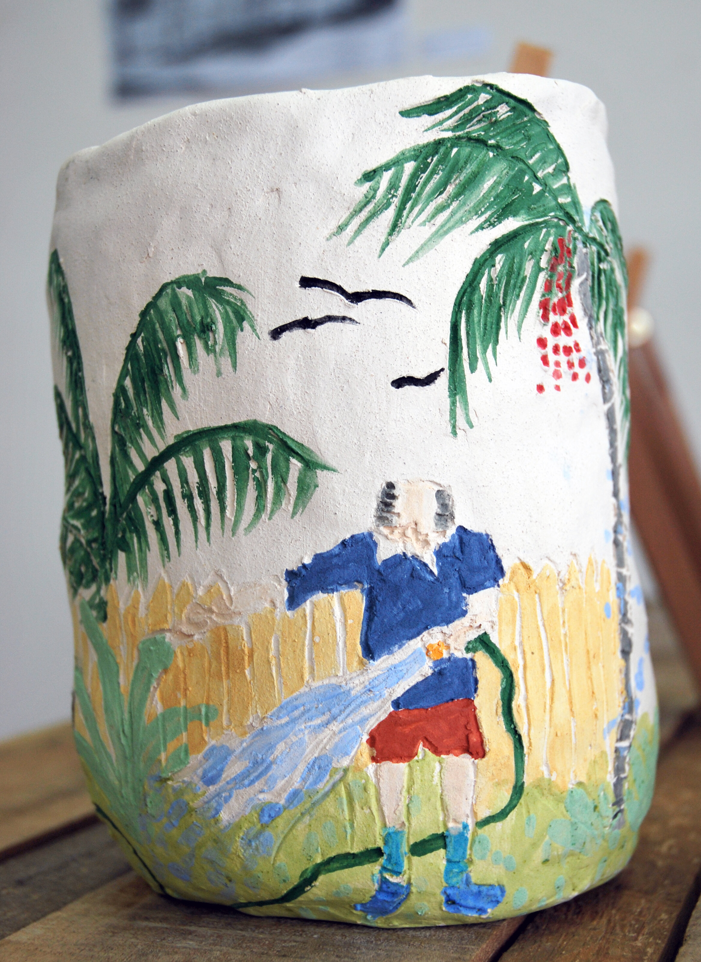 Watering the Lawn, Ceramic vase