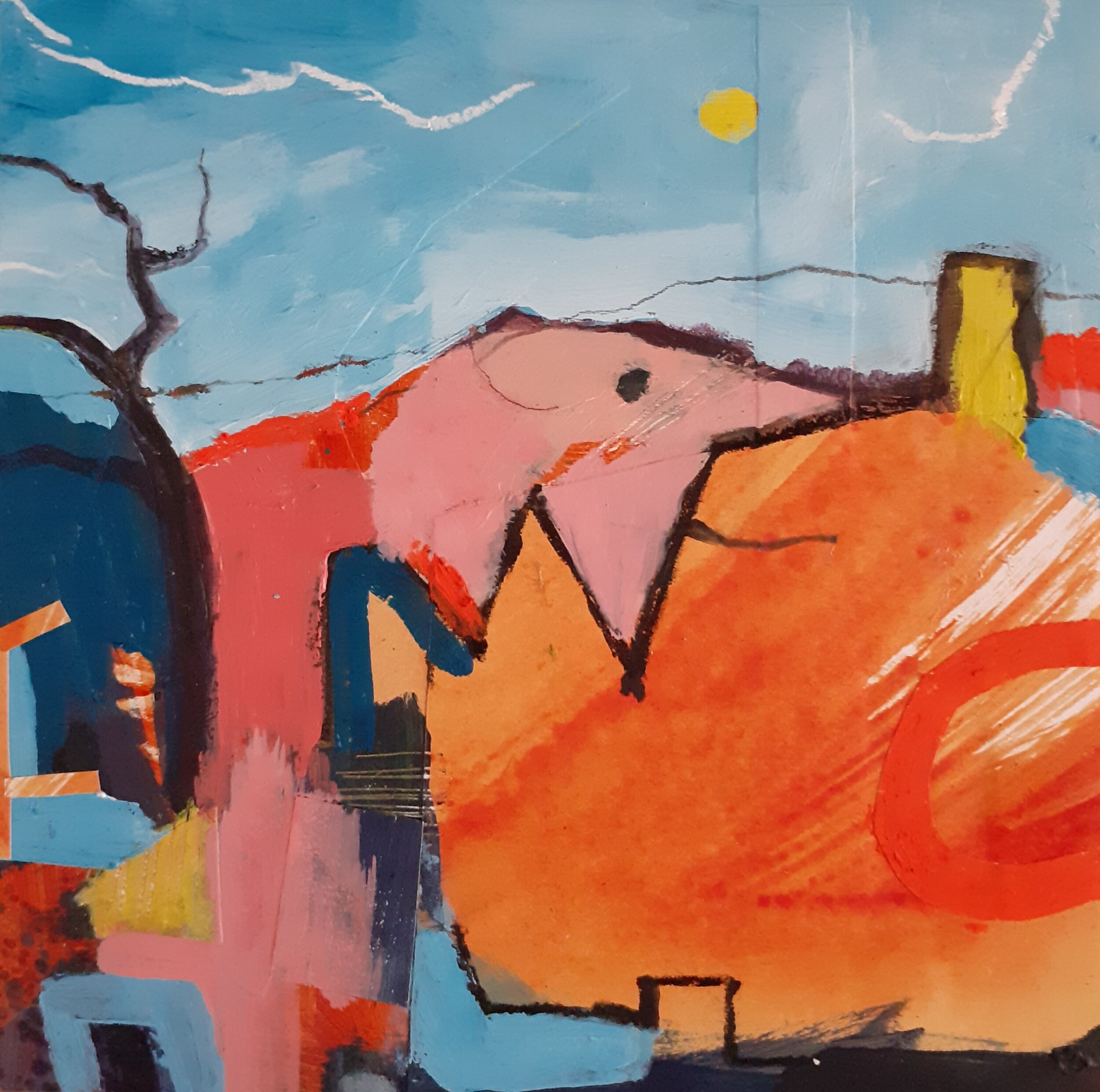 Rooftops, Rodden, Frome. Mixed media on cradled board 20 by 20cm.jpg